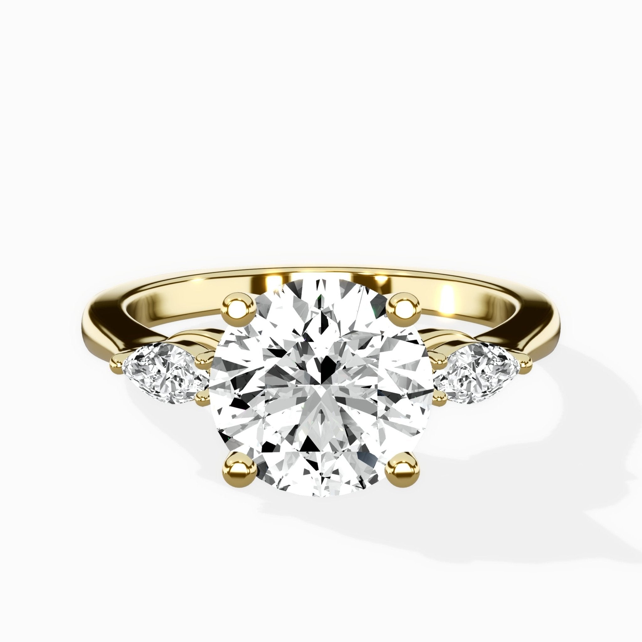 Three Stone Tapered Accent Ring Engagement Ring - The Better Diamonds