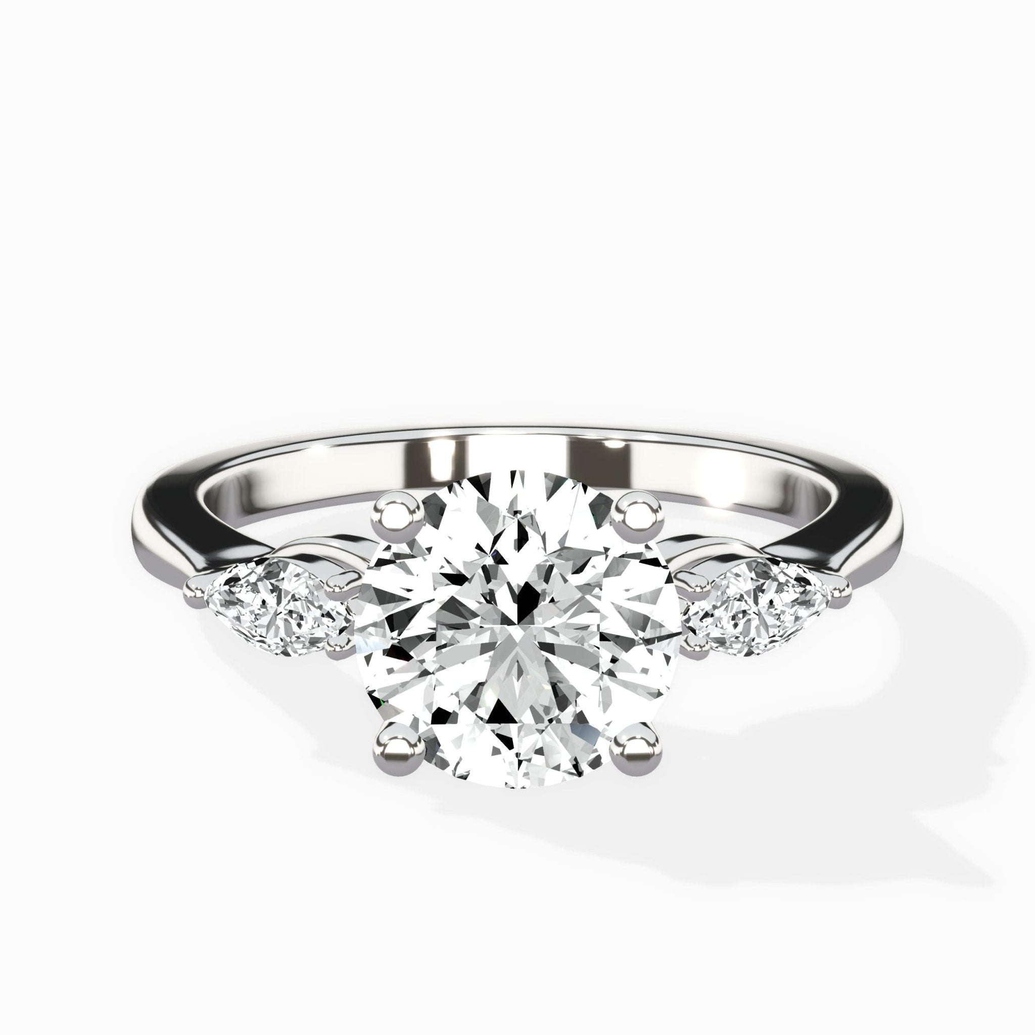 Three Stone Tapered Accent Ring Engagement Ring - The Better Diamonds