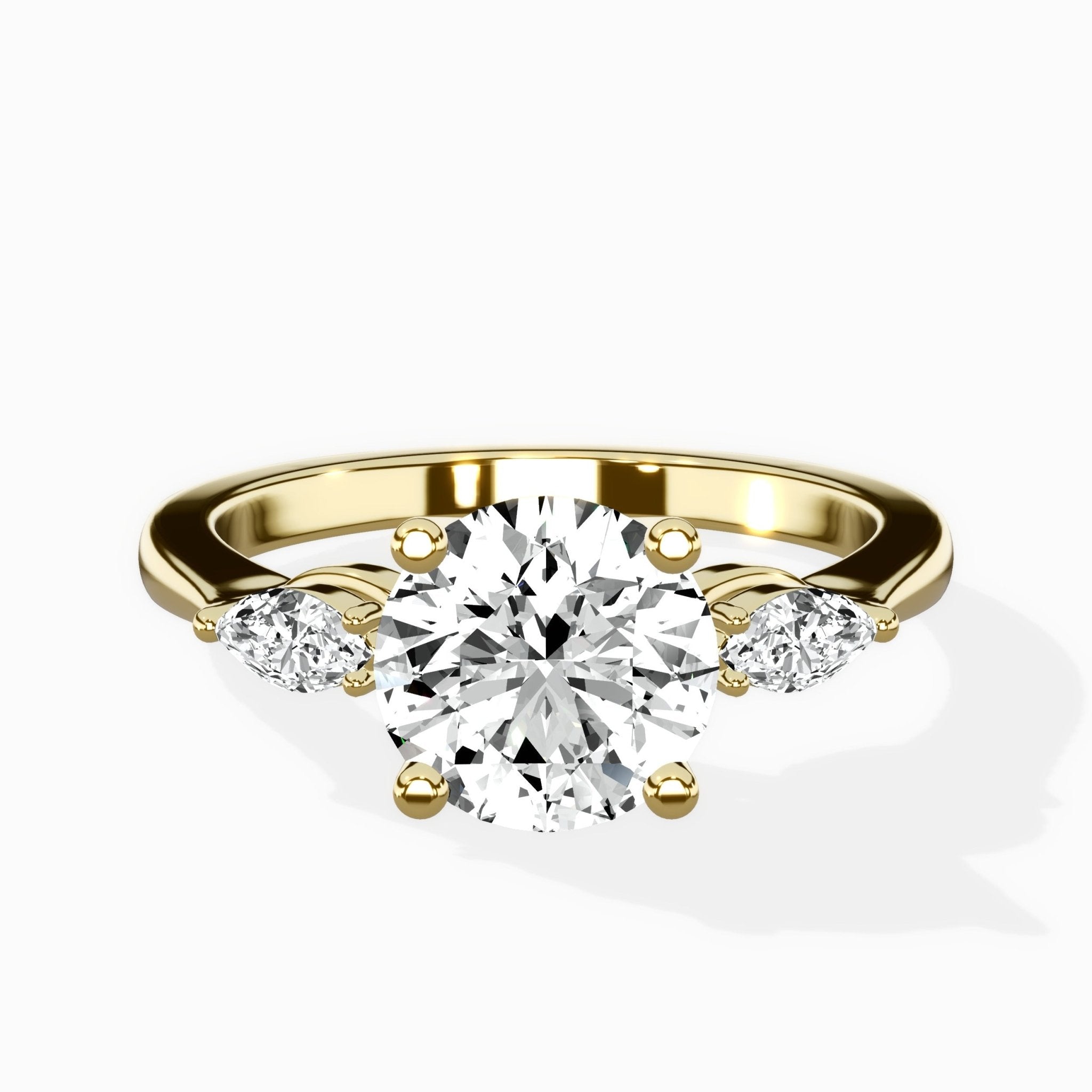 Three Stone Tapered Accent Ring Engagement Ring - The Better Diamonds
