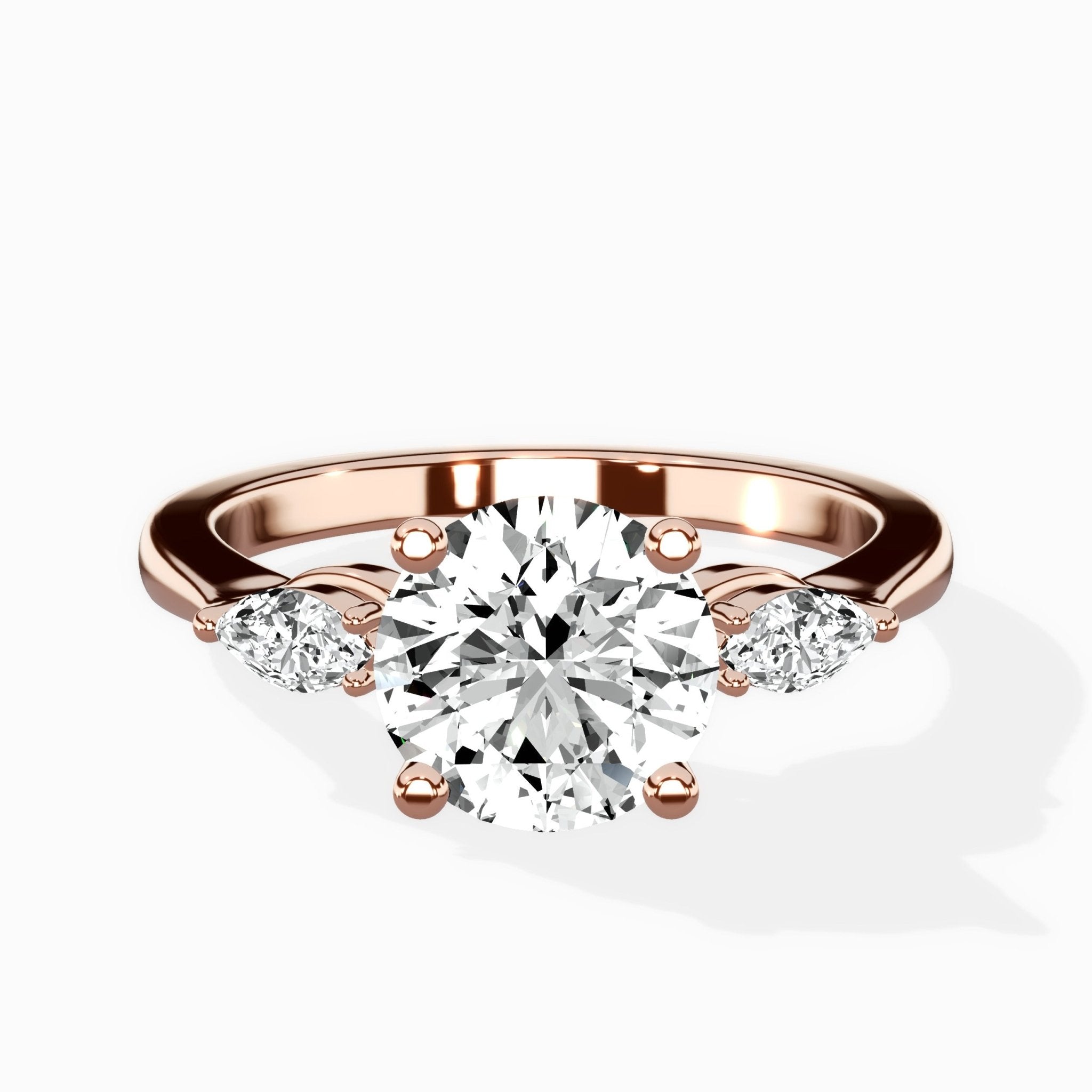 Three Stone Tapered Accent Ring Engagement Ring - The Better Diamonds