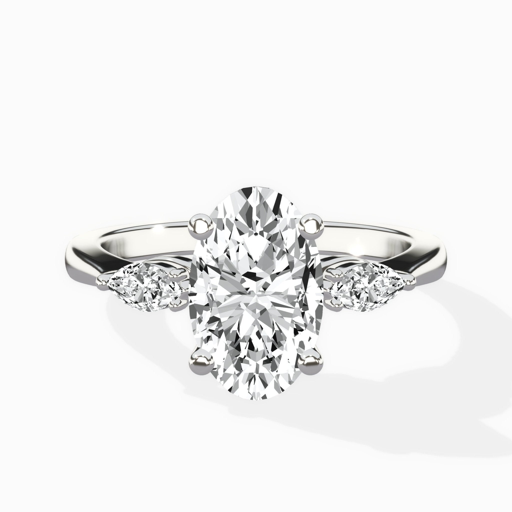 Three Stone Tapered Accent Ring Engagement Ring - The Better Diamonds