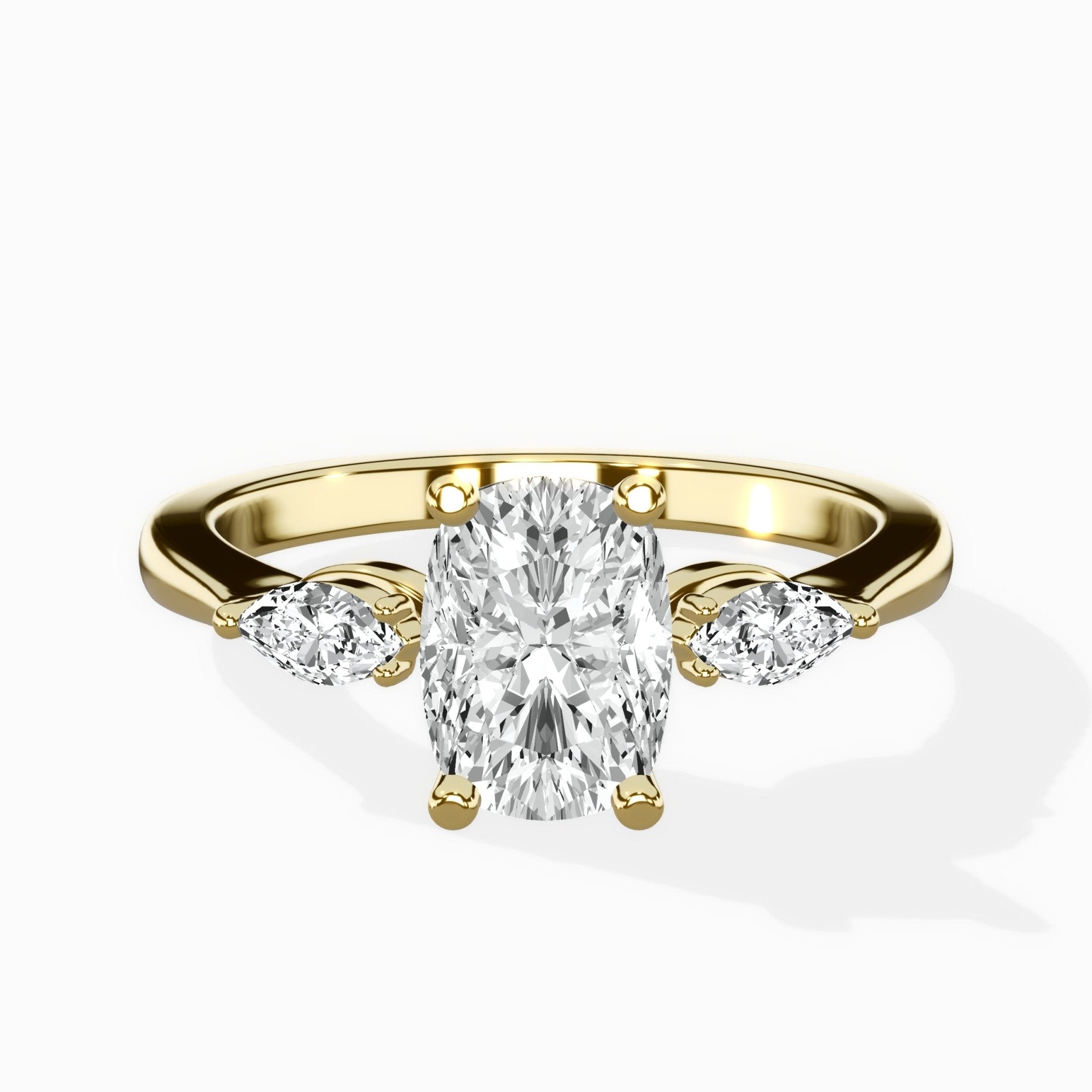 Three Stone Tapered Accent Ring Engagement Ring - The Better Diamonds