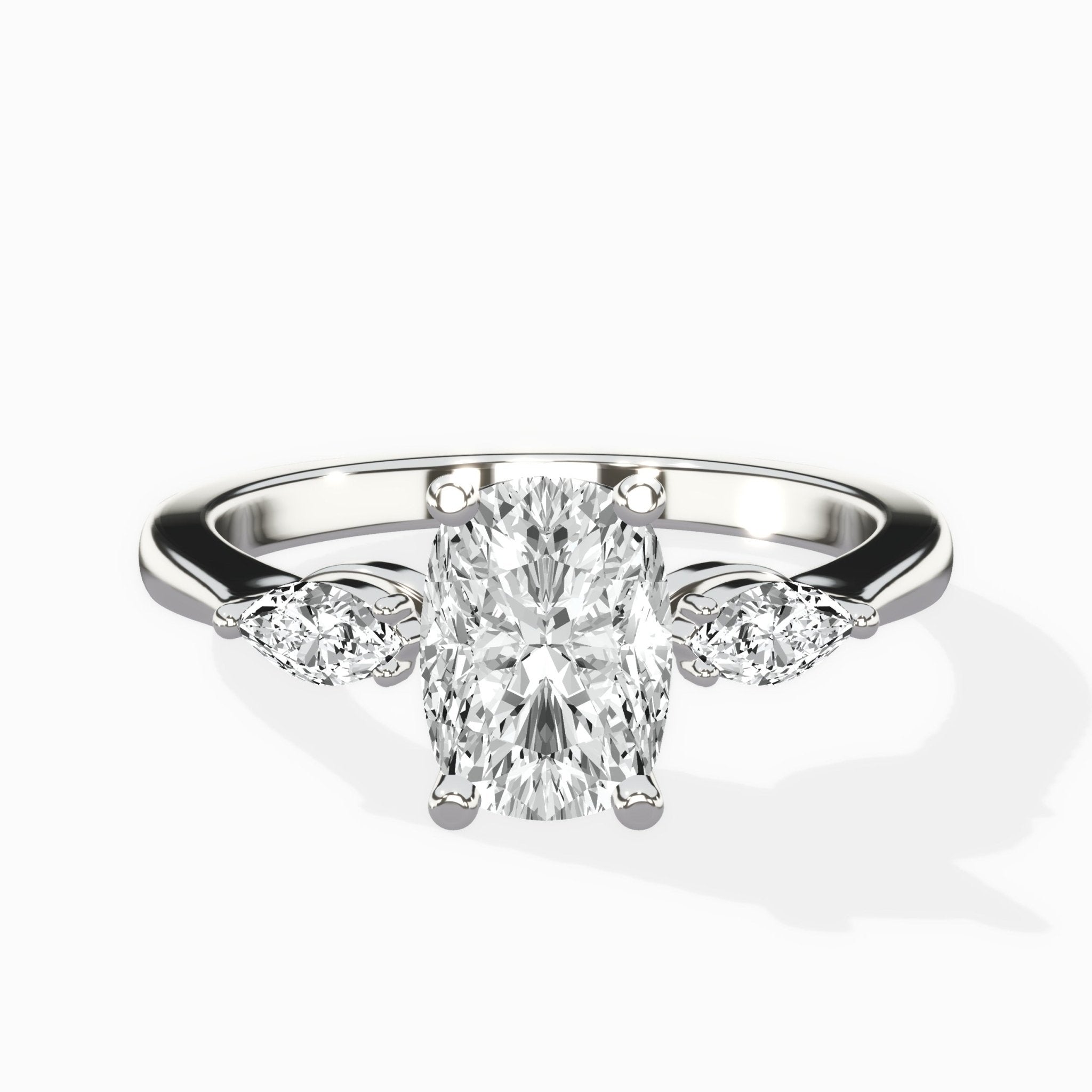 Three Stone Tapered Accent Ring Engagement Ring - The Better Diamonds