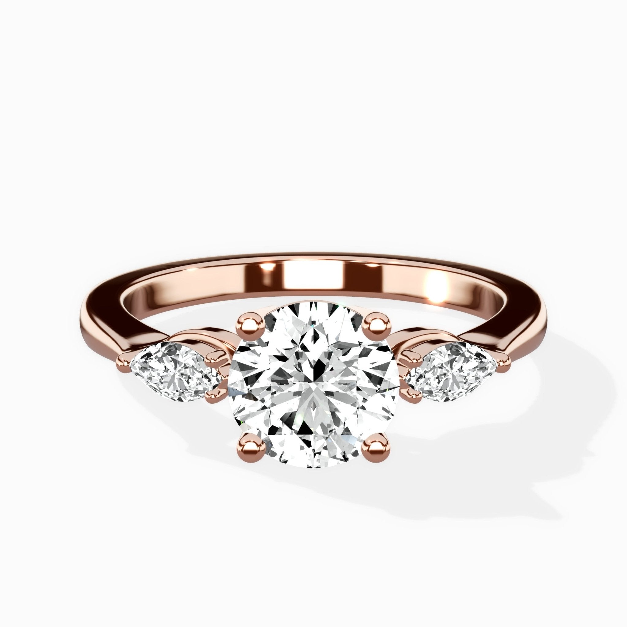 Three Stone Tapered Accent Ring Engagement Ring - The Better Diamonds