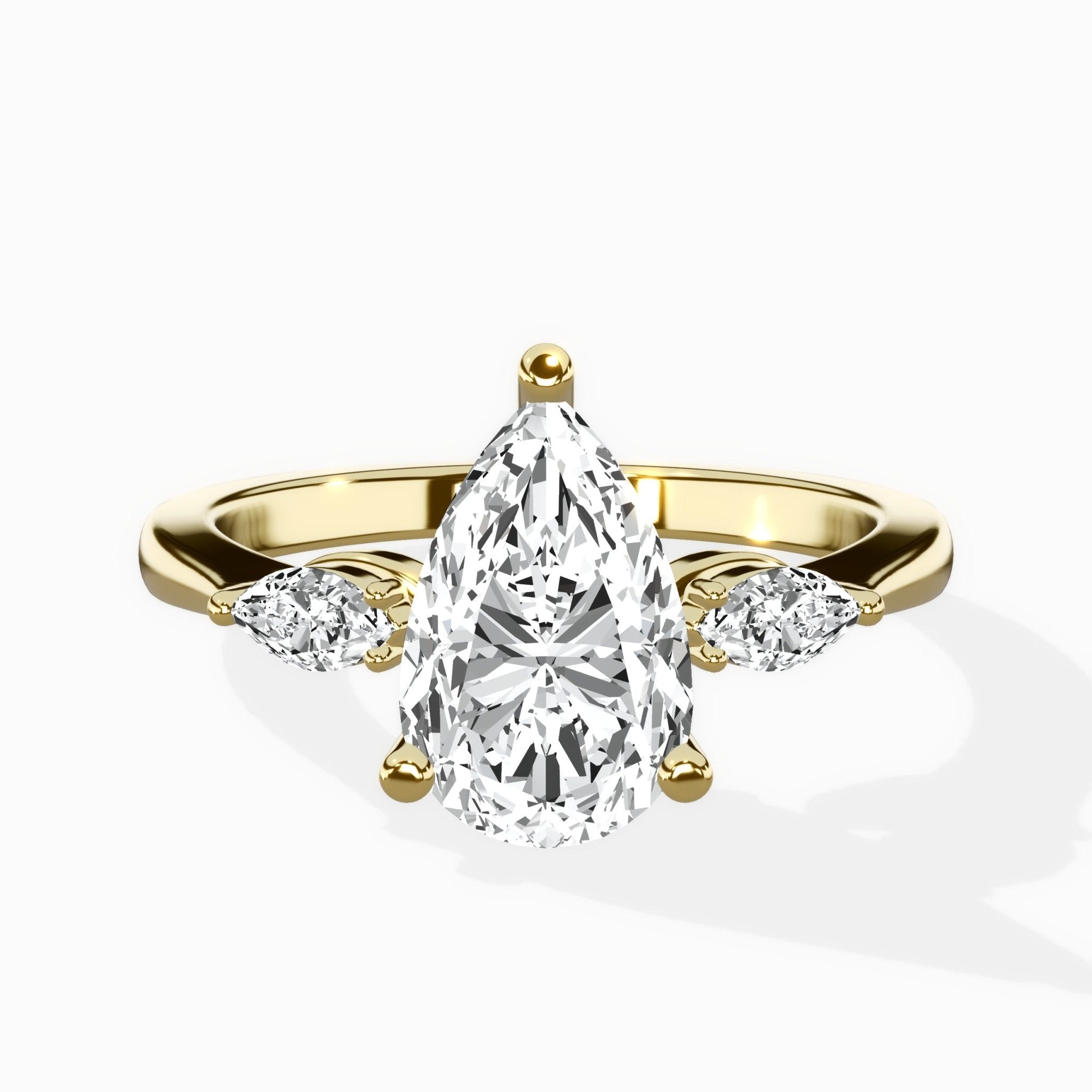 Three Stone Tapered Accent Ring Engagement Ring - The Better Diamonds