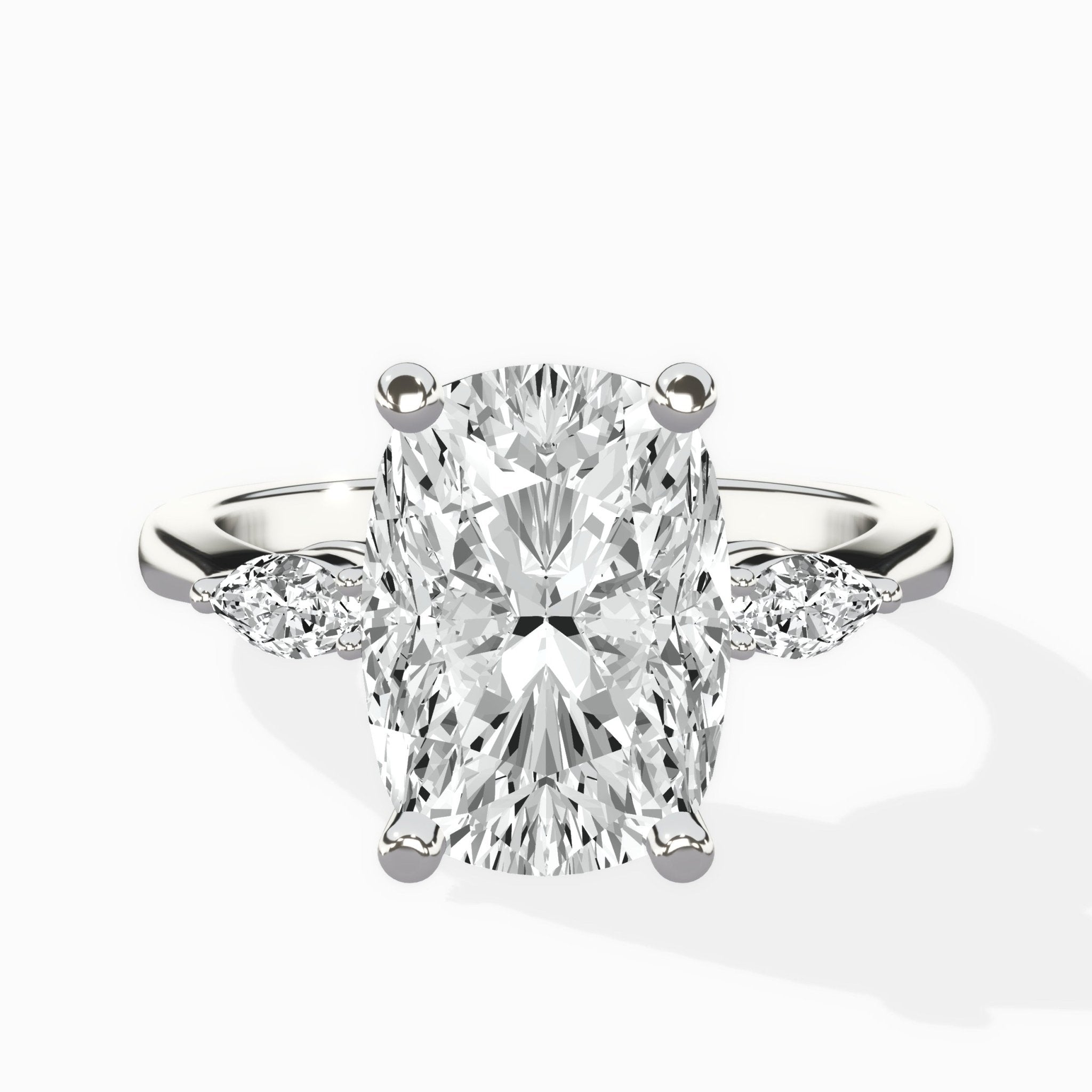 Three Stone Tapered Accent Ring Engagement Ring - The Better Diamonds