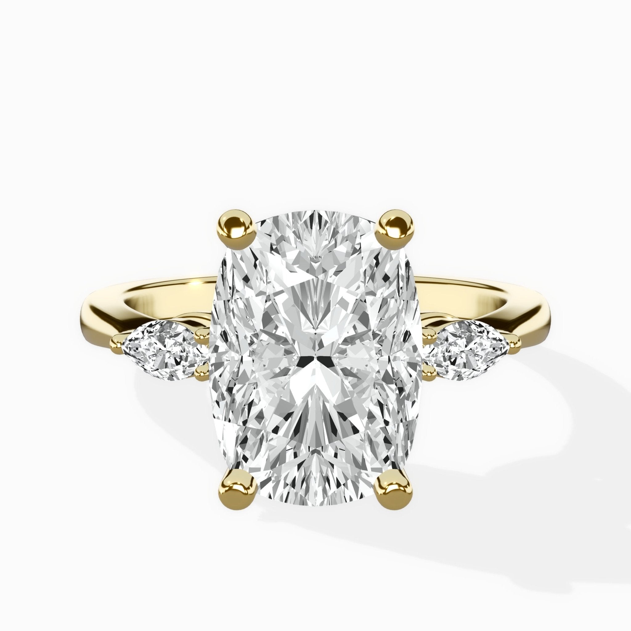 Three Stone Tapered Accent Ring Engagement Ring - The Better Diamonds