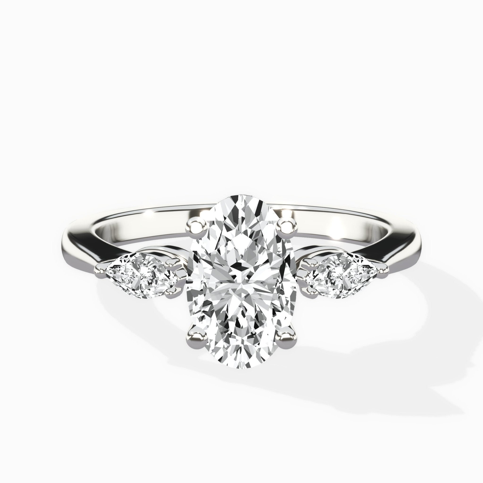 Three Stone Tapered Accent Ring Engagement Ring - The Better Diamonds