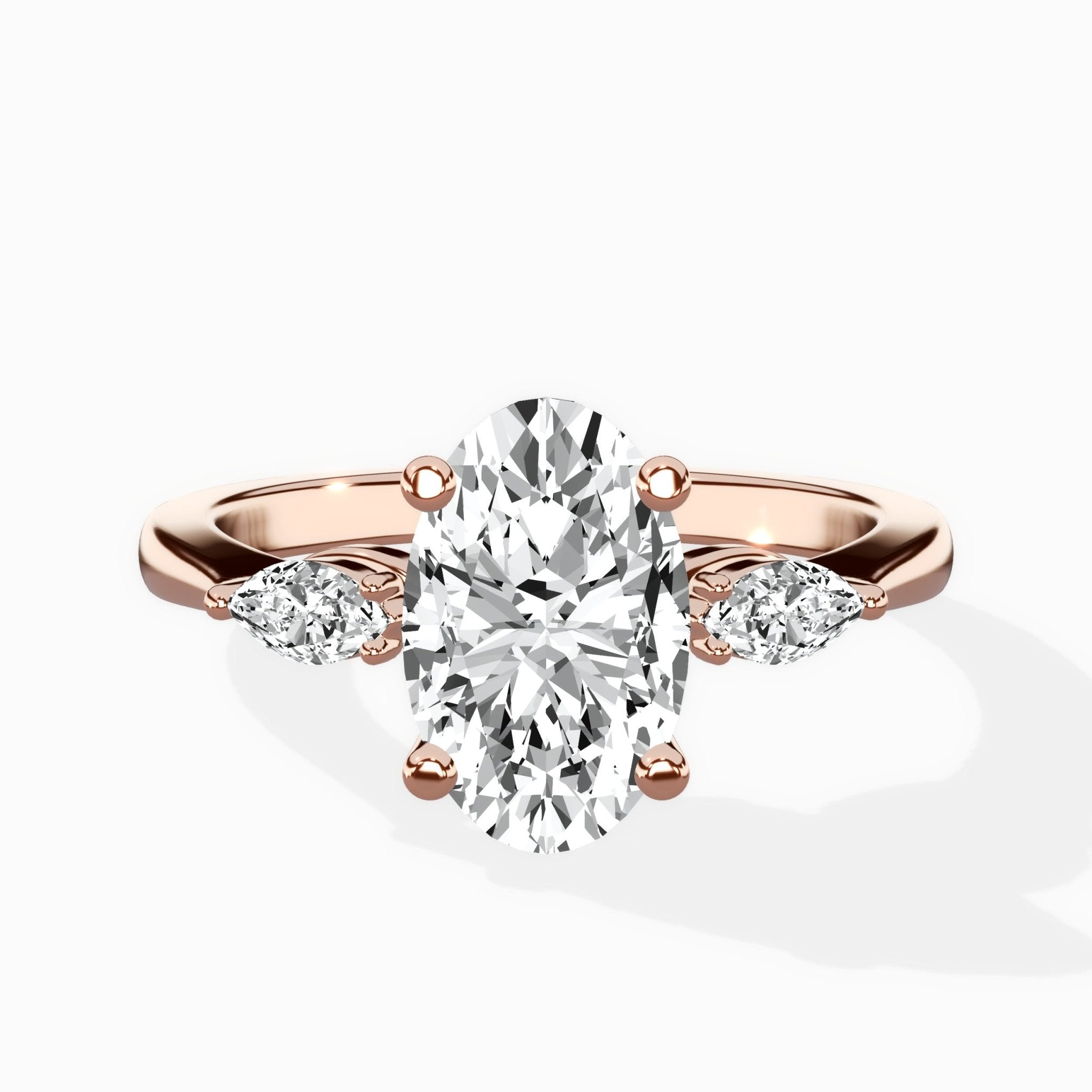 Three Stone Tapered Accent Ring Engagement Ring - The Better Diamonds