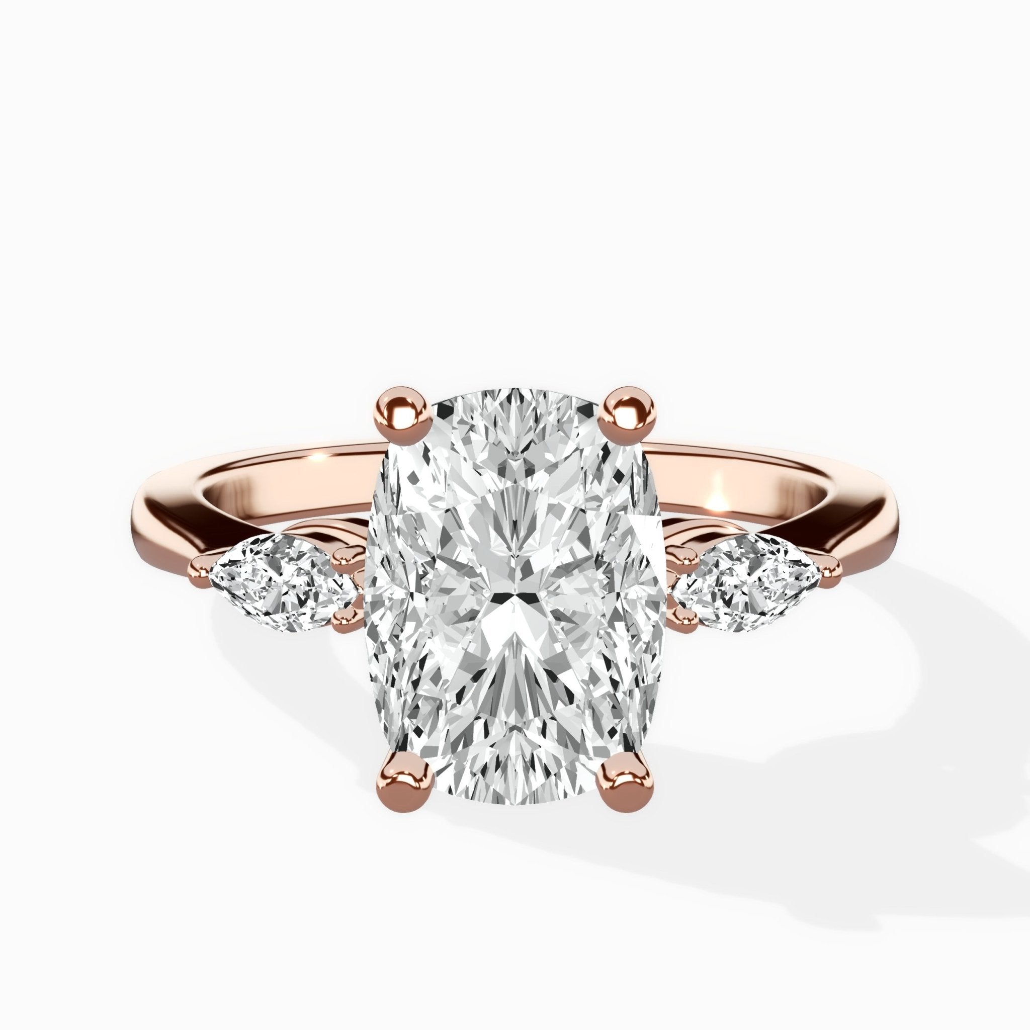 Three Stone Tapered Accent Ring Engagement Ring - The Better Diamonds