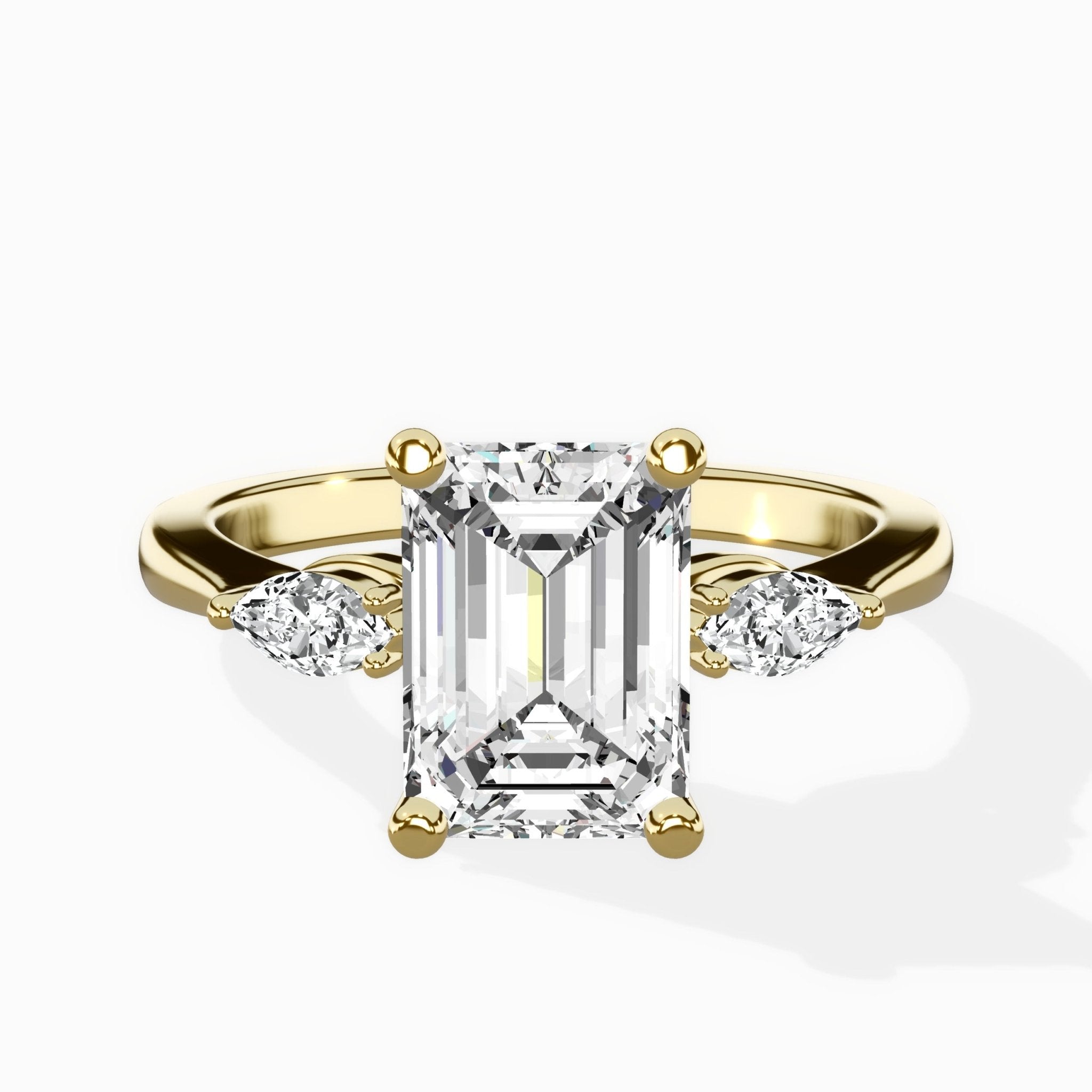 Three Stone Tapered Accent Ring Engagement Ring - The Better Diamonds