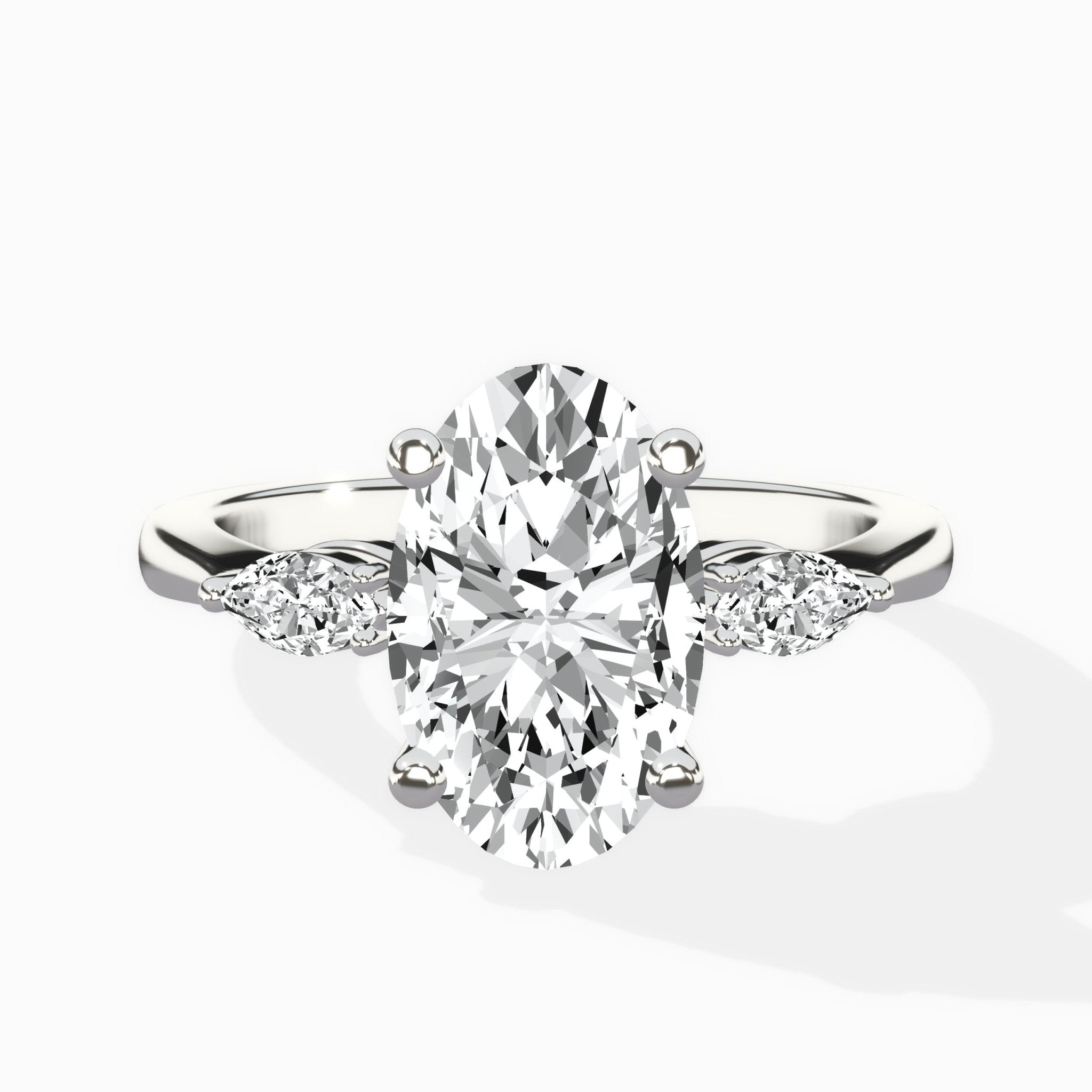 Three Stone Tapered Accent Ring Engagement Ring - The Better Diamonds