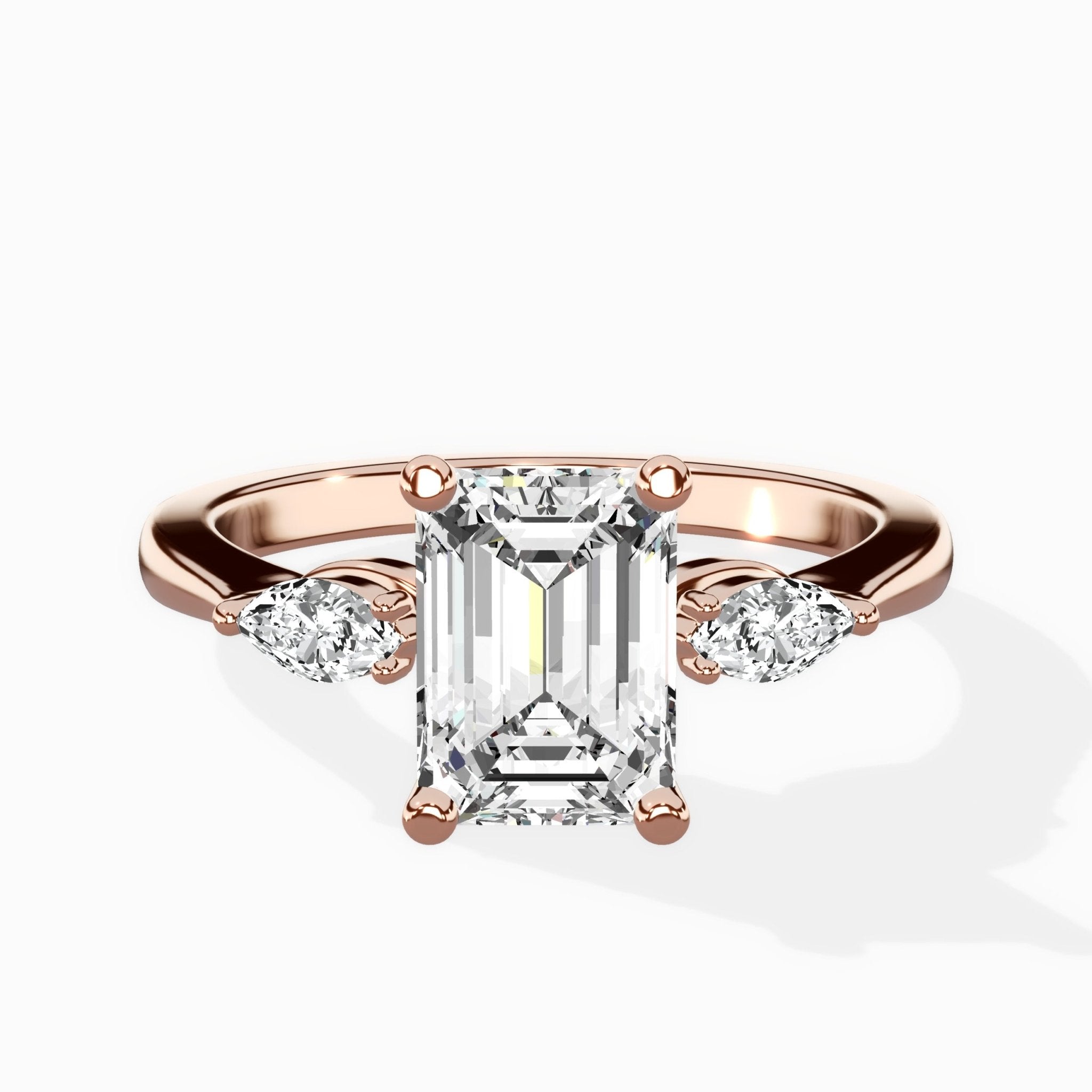 Three Stone Tapered Accent Ring Engagement Ring - The Better Diamonds