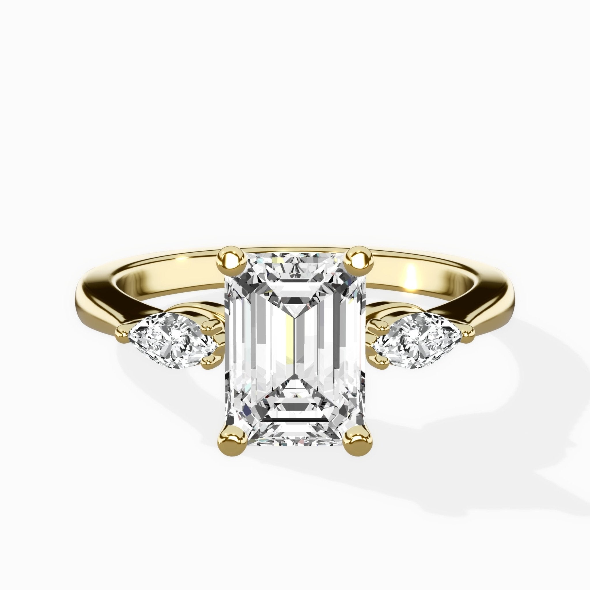 Three Stone Tapered Accent Ring Engagement Ring - The Better Diamonds