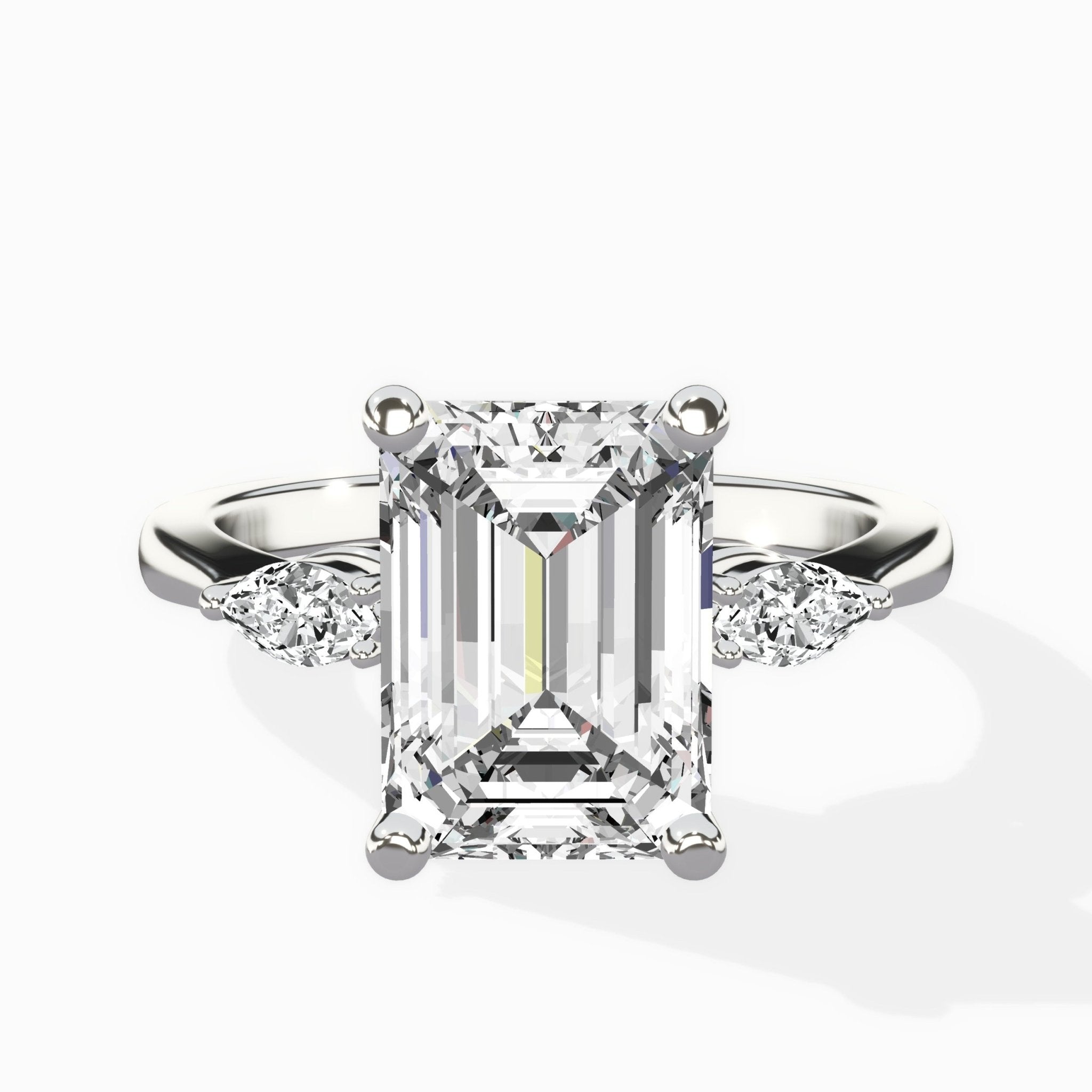 Three Stone Tapered Accent Ring Engagement Ring - The Better Diamonds