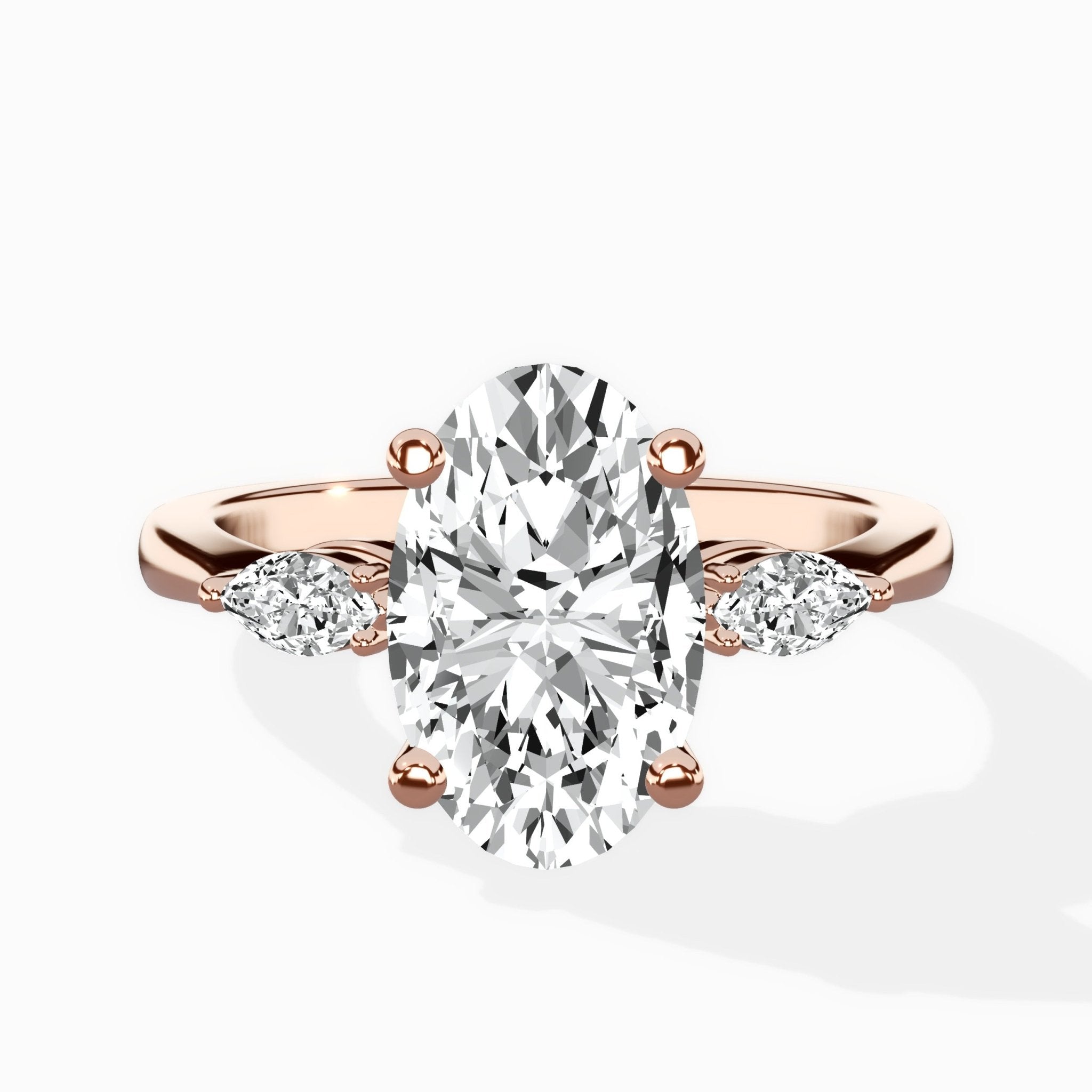 Three Stone Tapered Accent Ring Engagement Ring - The Better Diamonds