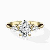 Three Stone Tapered Accent Ring Engagement Ring - The Better Diamonds