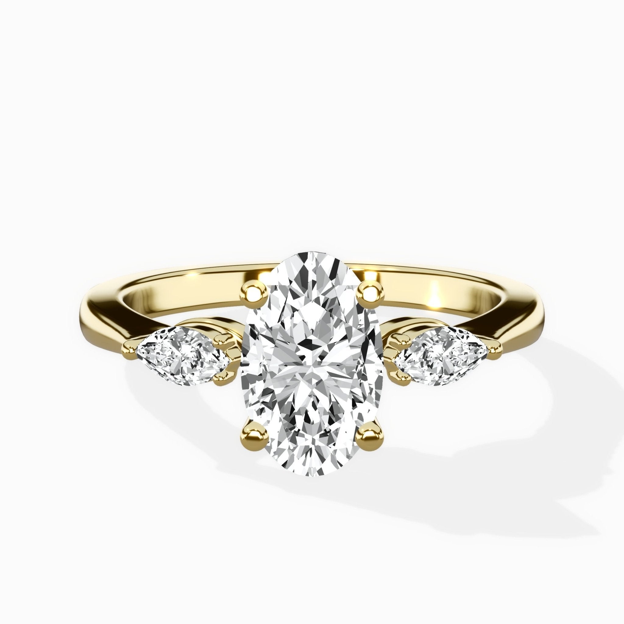 Three Stone Tapered Accent Ring Engagement Ring - The Better Diamonds