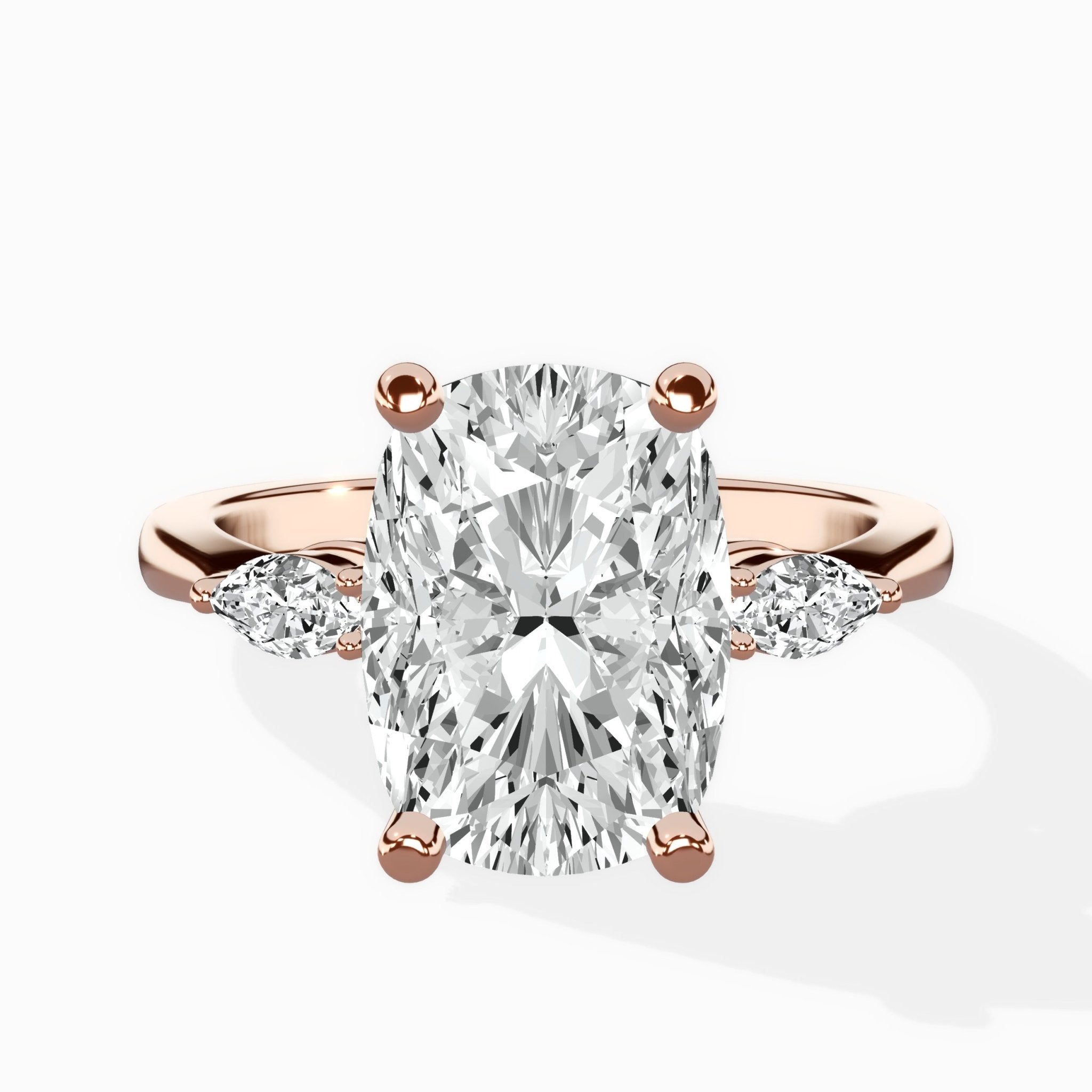 Three Stone Tapered Accent Ring Engagement Ring - The Better Diamonds