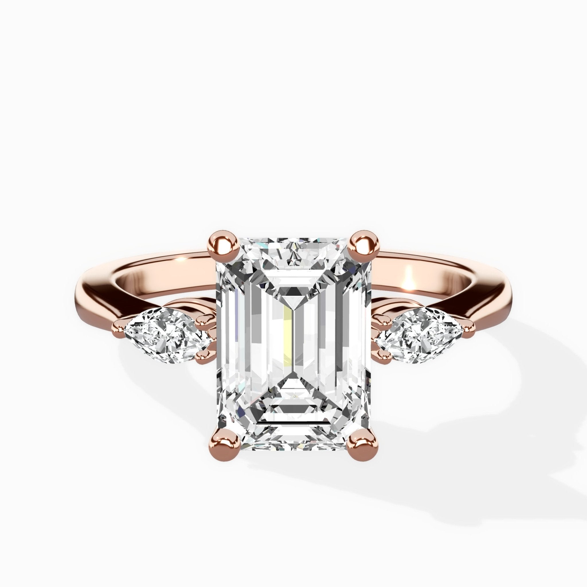 Three Stone Tapered Accent Ring Engagement Ring - The Better Diamonds