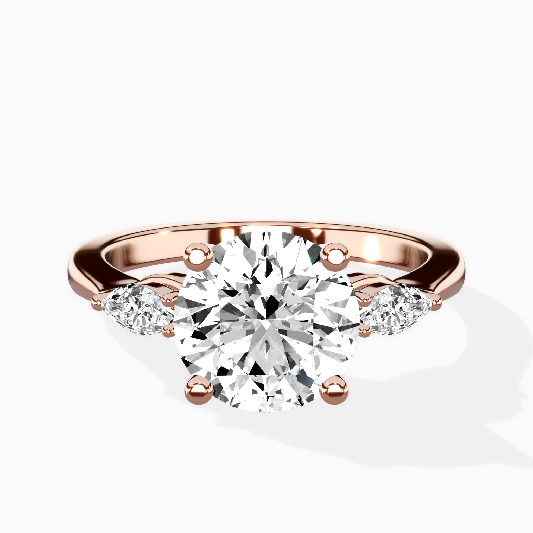 Three Stone Tapered Accent Ring Engagement Ring - The Better Diamonds