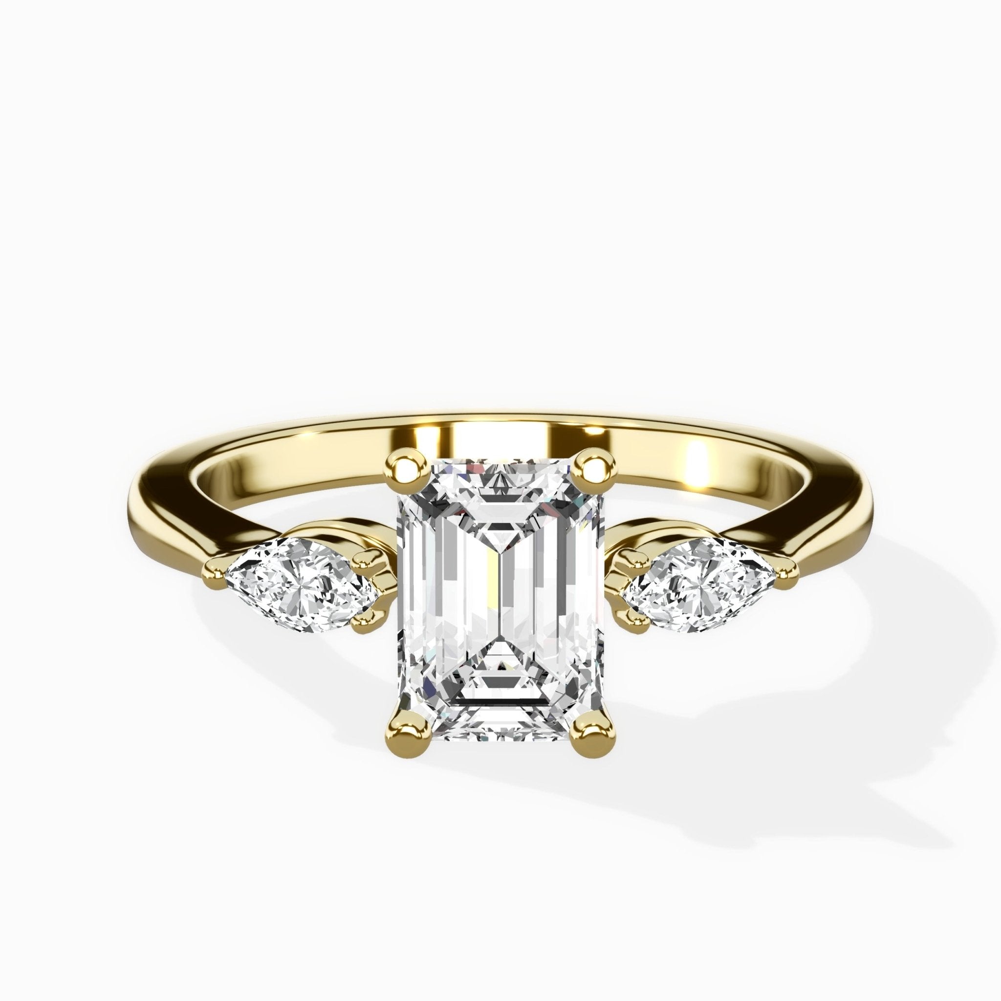 Three Stone Tapered Accent Ring Engagement Ring - The Better Diamonds
