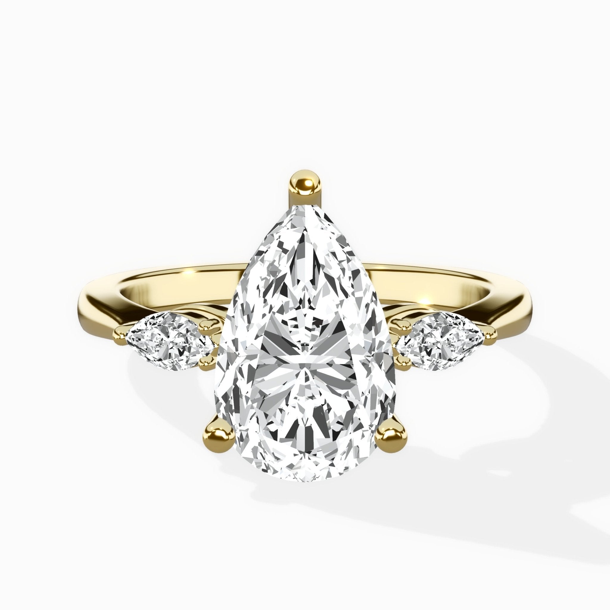 Three Stone Tapered Accent Ring Engagement Ring - The Better Diamonds