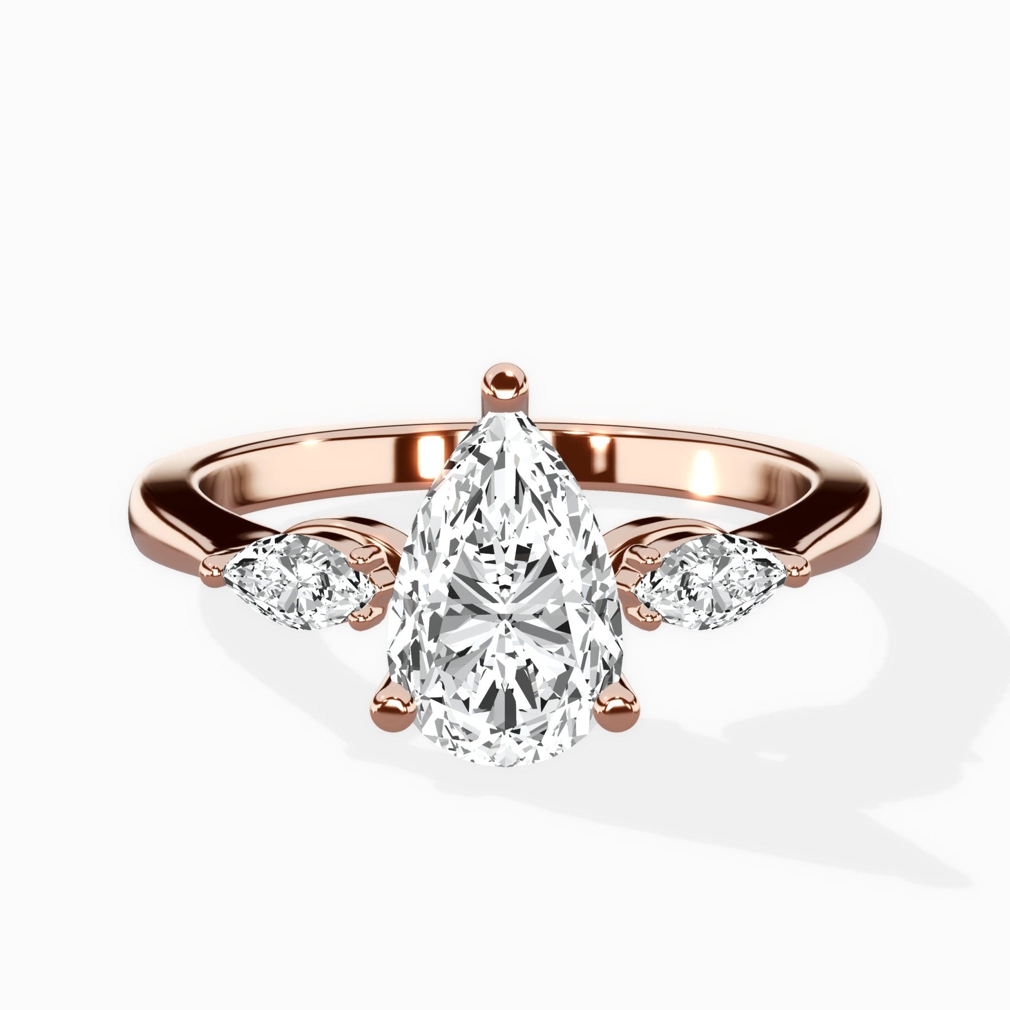 Three Stone Tapered Accent Ring Engagement Ring - The Better Diamonds