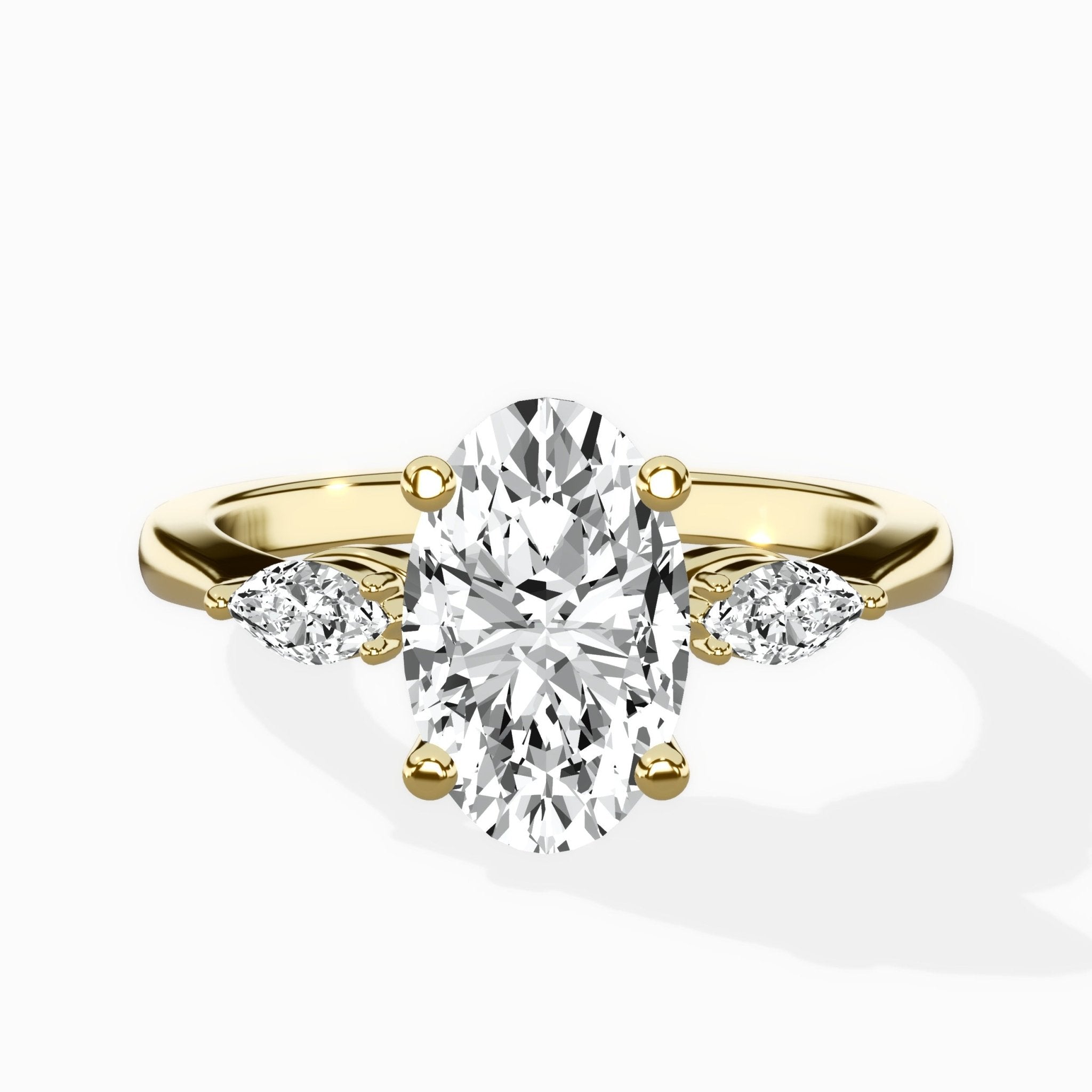 Three Stone Tapered Accent Ring Engagement Ring - The Better Diamonds
