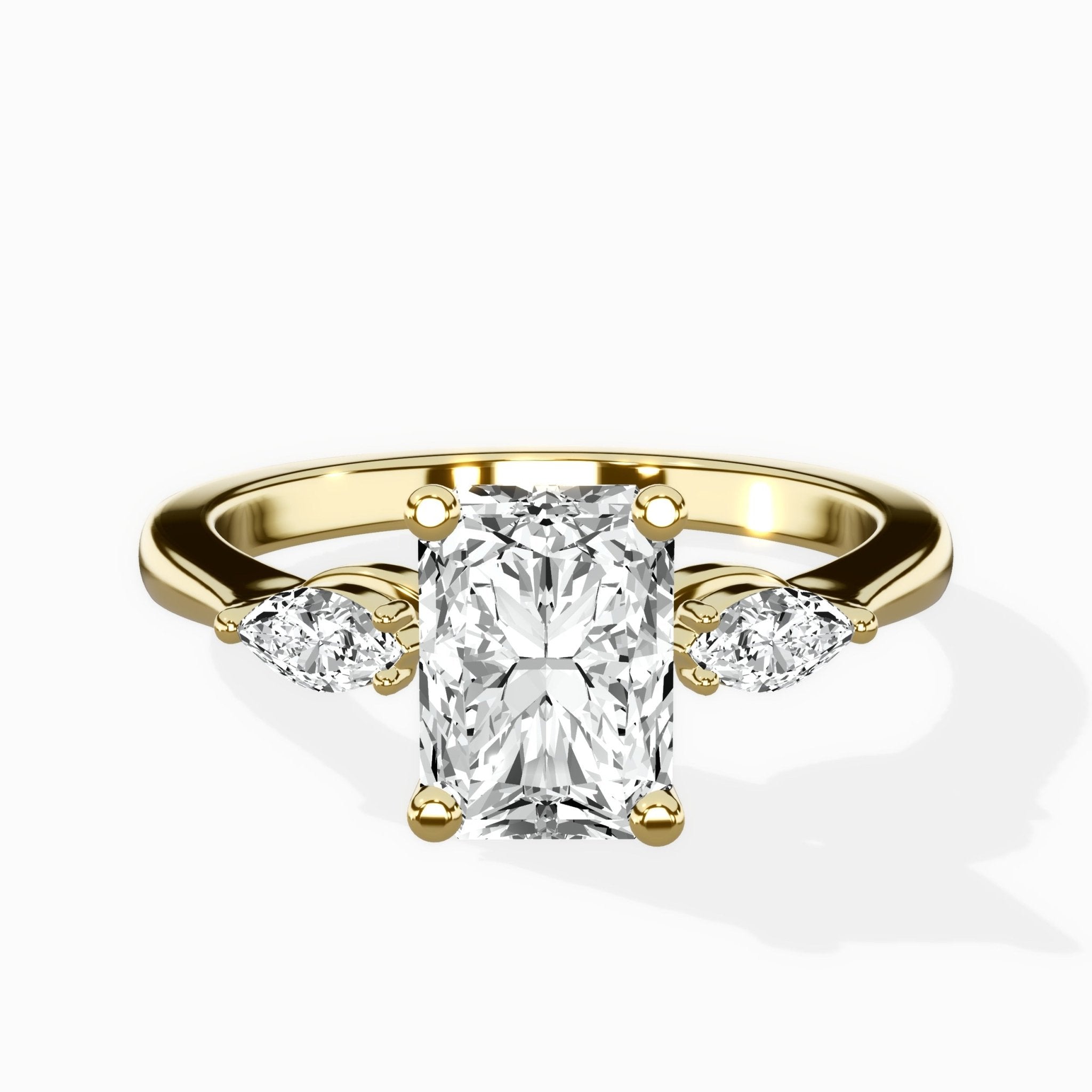 Three Stone Tapered Accent Ring Engagement Ring - The Better Diamonds