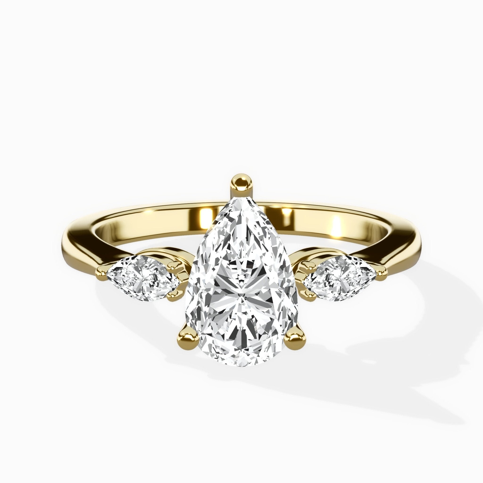 Three Stone Tapered Accent Ring Engagement Ring - The Better Diamonds