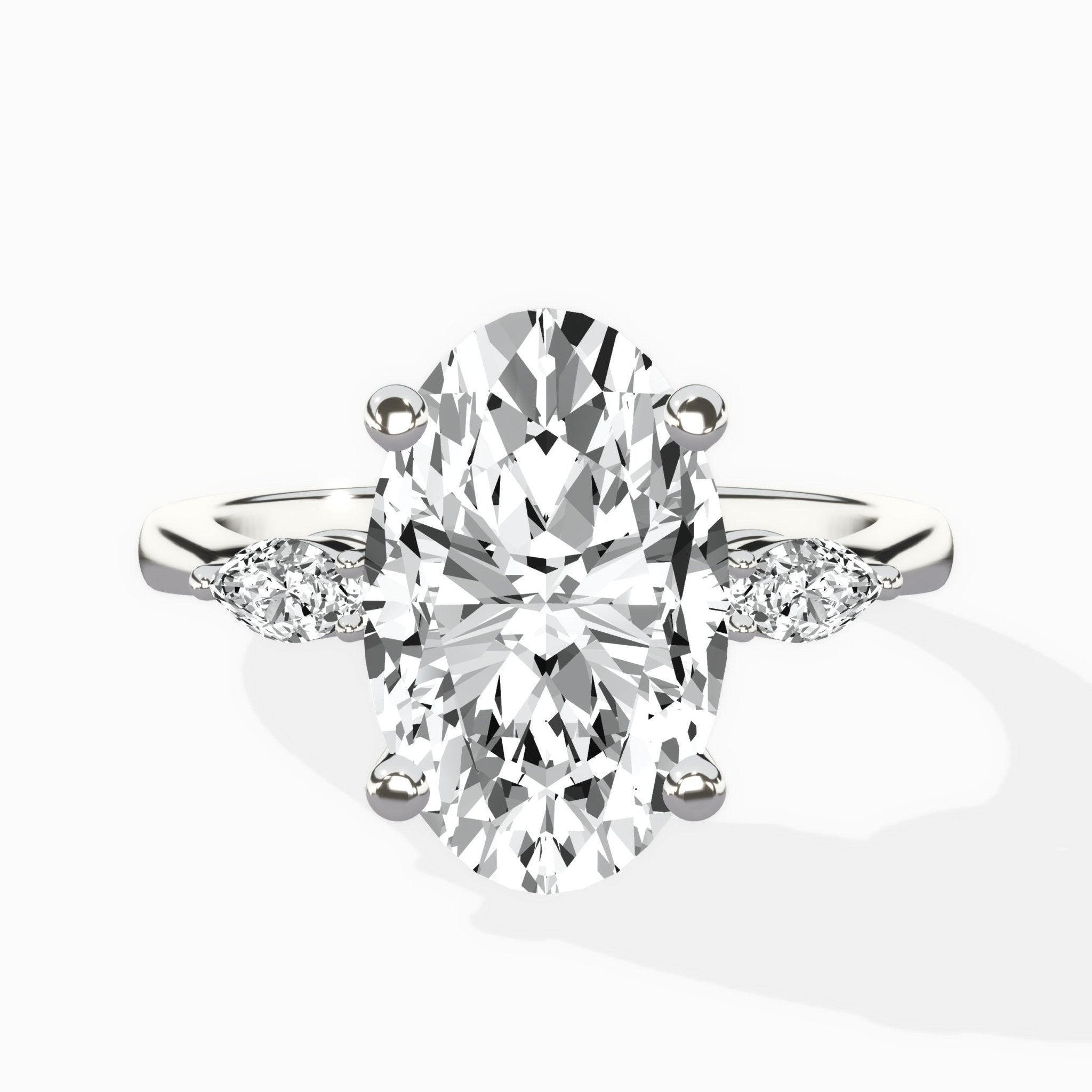 Three Stone Tapered Accent Ring Engagement Ring - The Better Diamonds