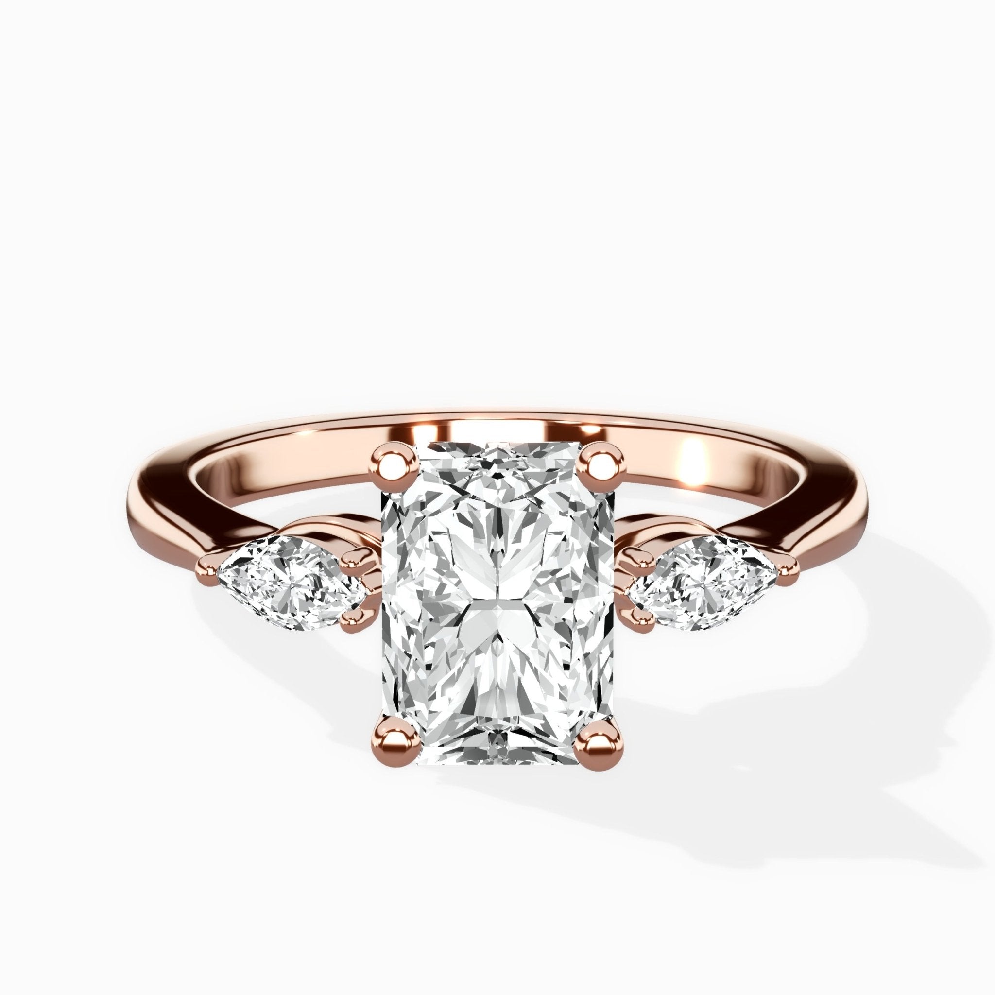 Three Stone Tapered Accent Ring Engagement Ring - The Better Diamonds