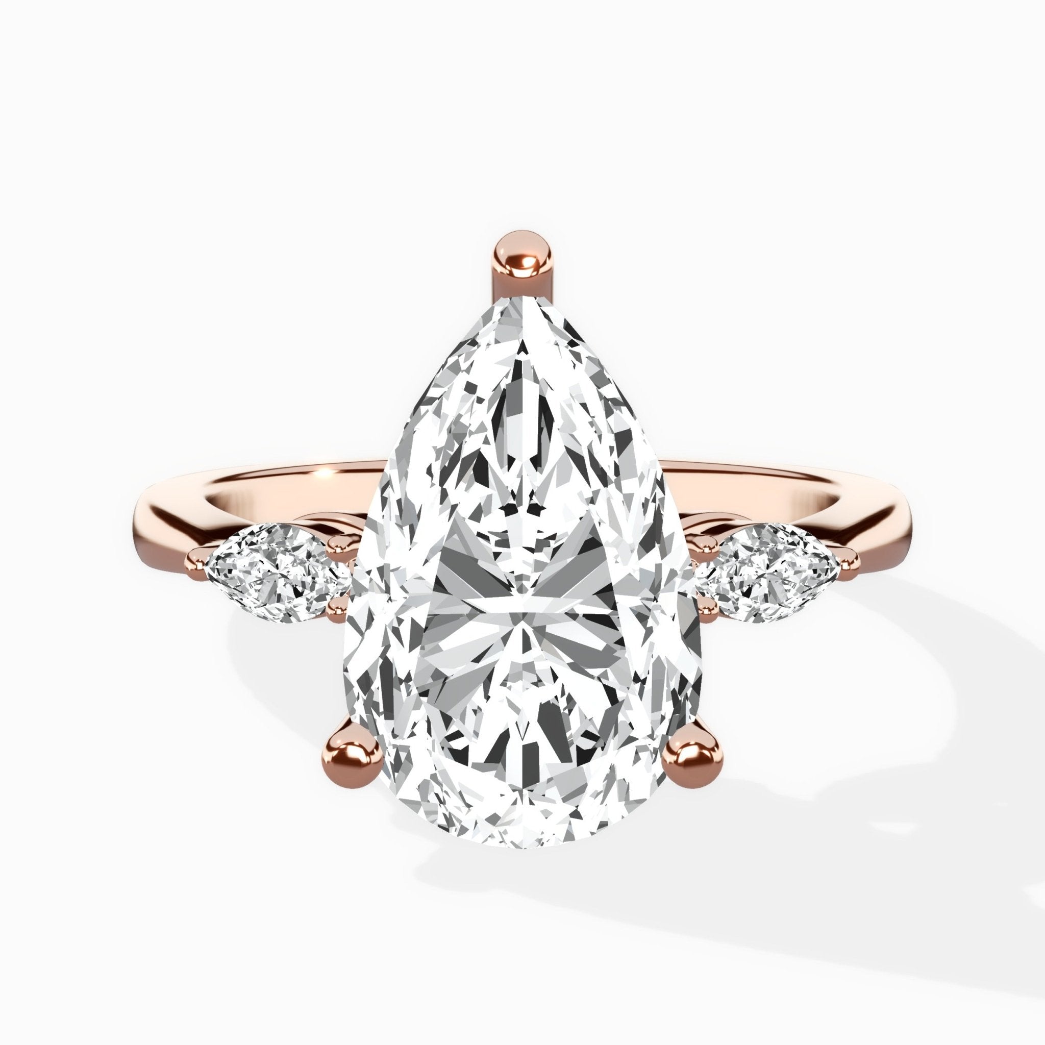 Three Stone Tapered Accent Ring Engagement Ring - The Better Diamonds