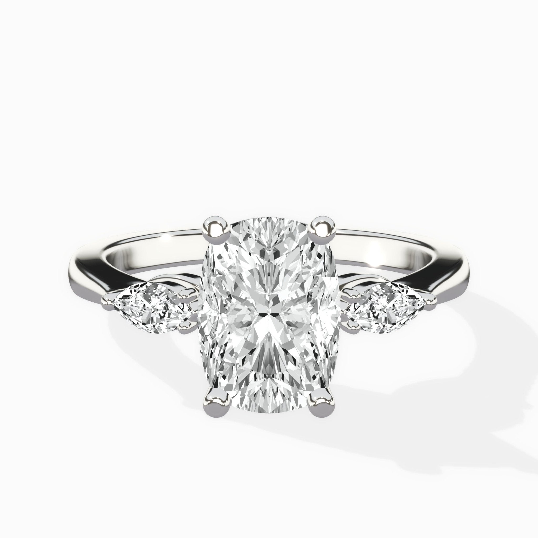 Three Stone Tapered Accent Ring Engagement Ring - The Better Diamonds