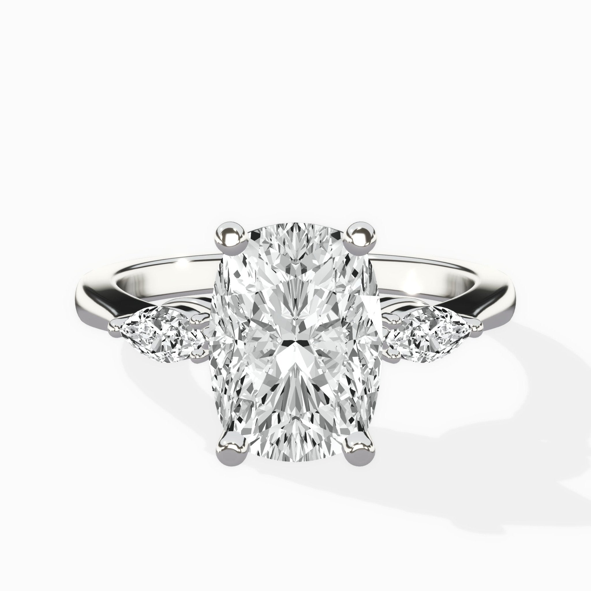 Three Stone Tapered Accent Ring Engagement Ring - The Better Diamonds