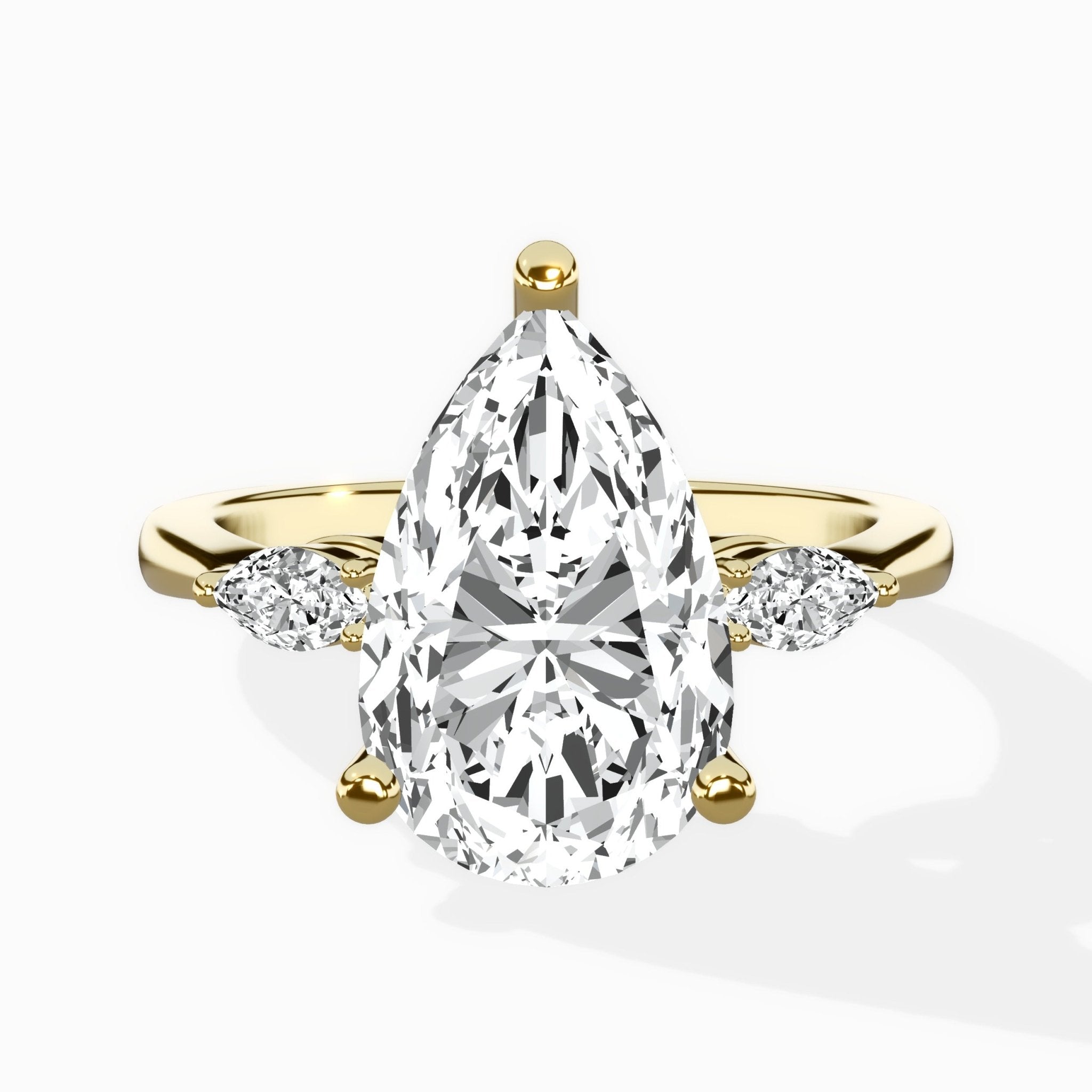 Three Stone Tapered Accent Ring Engagement Ring - The Better Diamonds