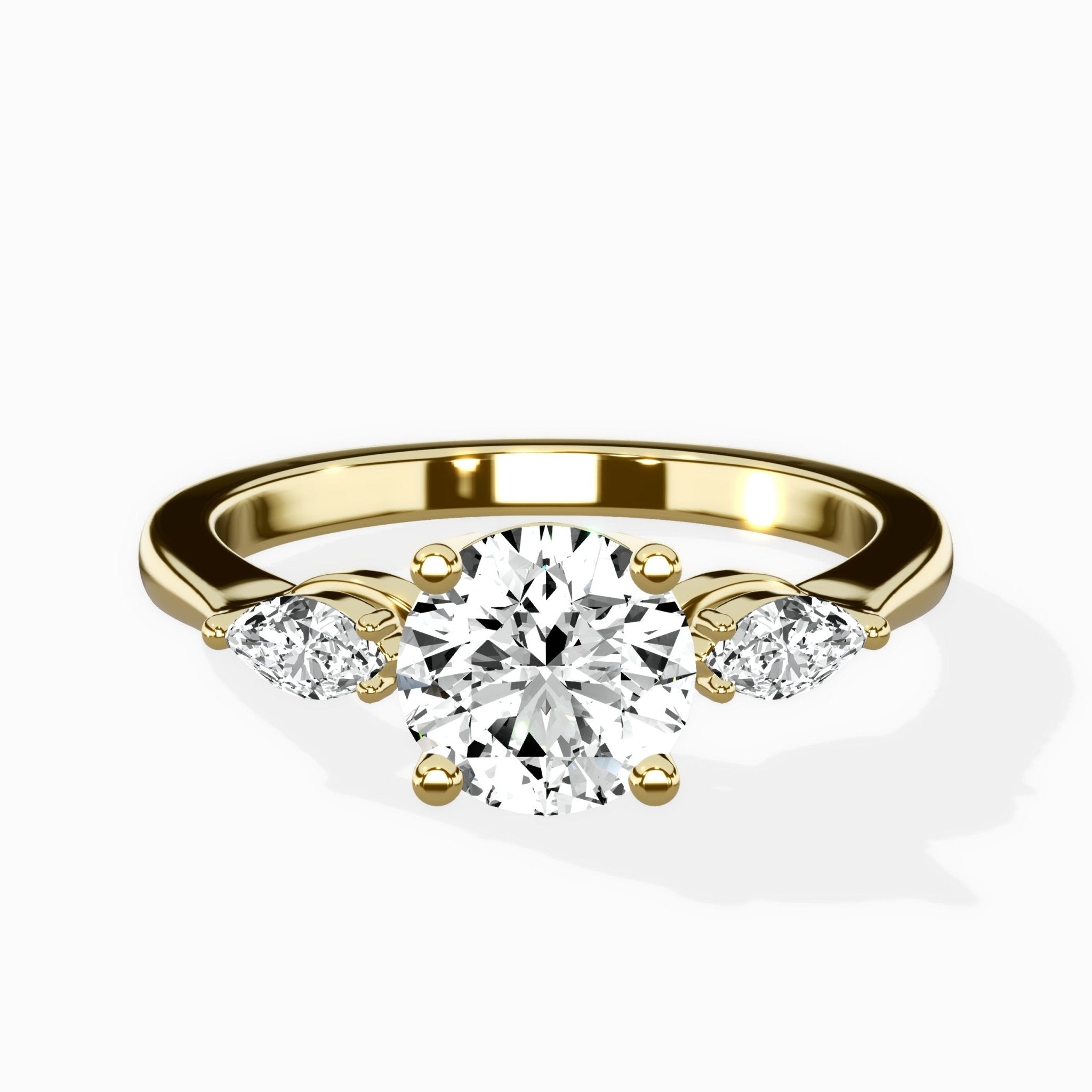 Three Stone Tapered Accent Ring Engagement Ring - The Better Diamonds