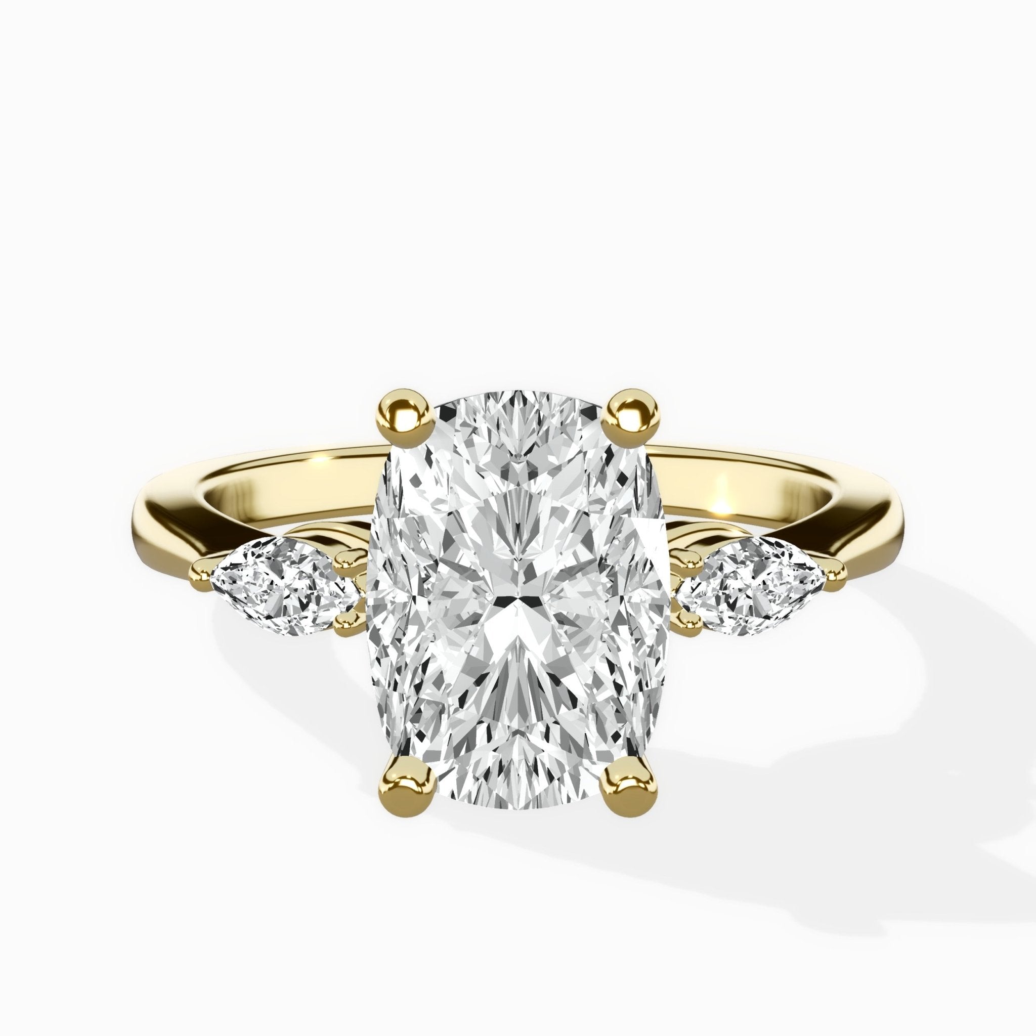 Three Stone Tapered Accent Ring Engagement Ring - The Better Diamonds
