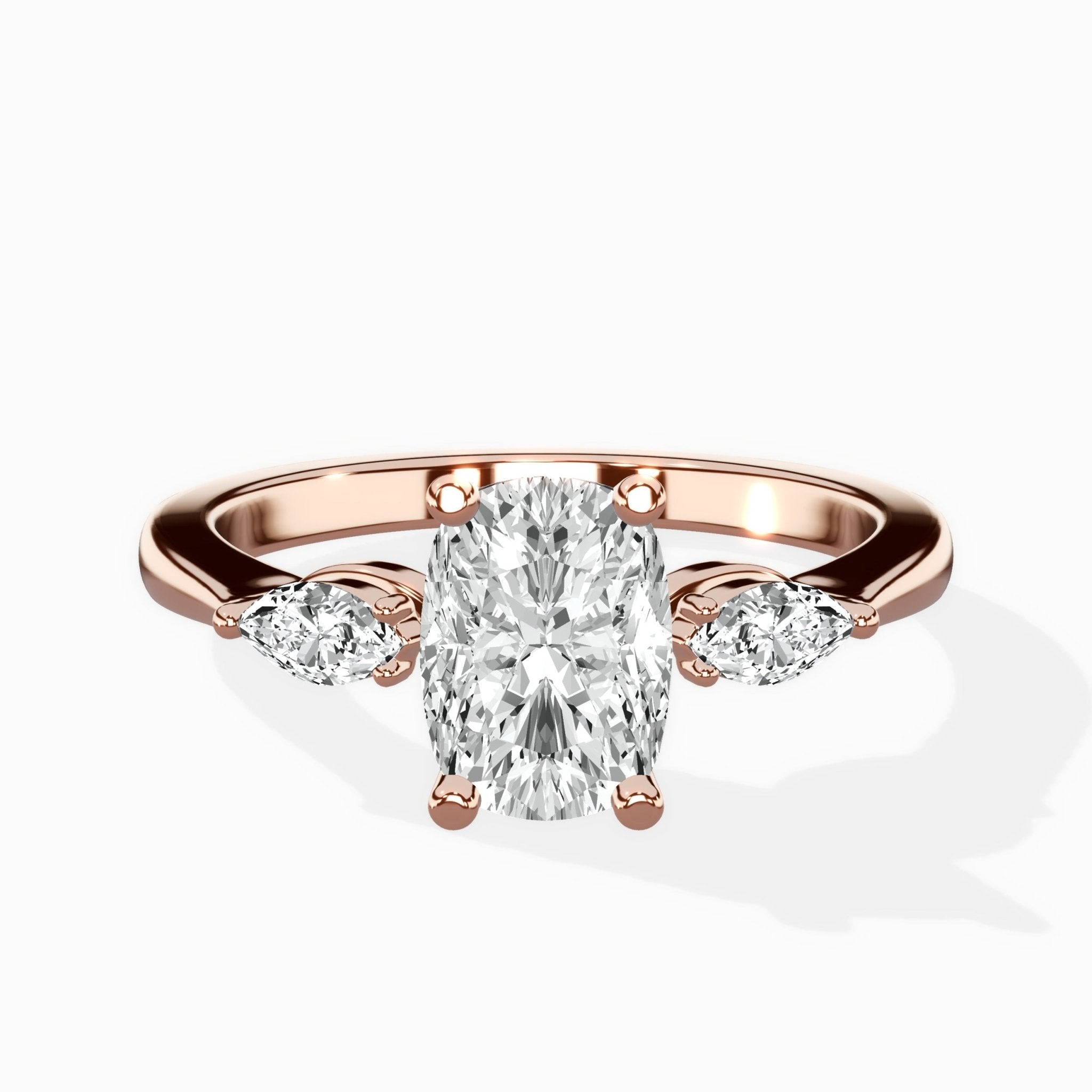 Three Stone Tapered Accent Ring Engagement Ring - The Better Diamonds