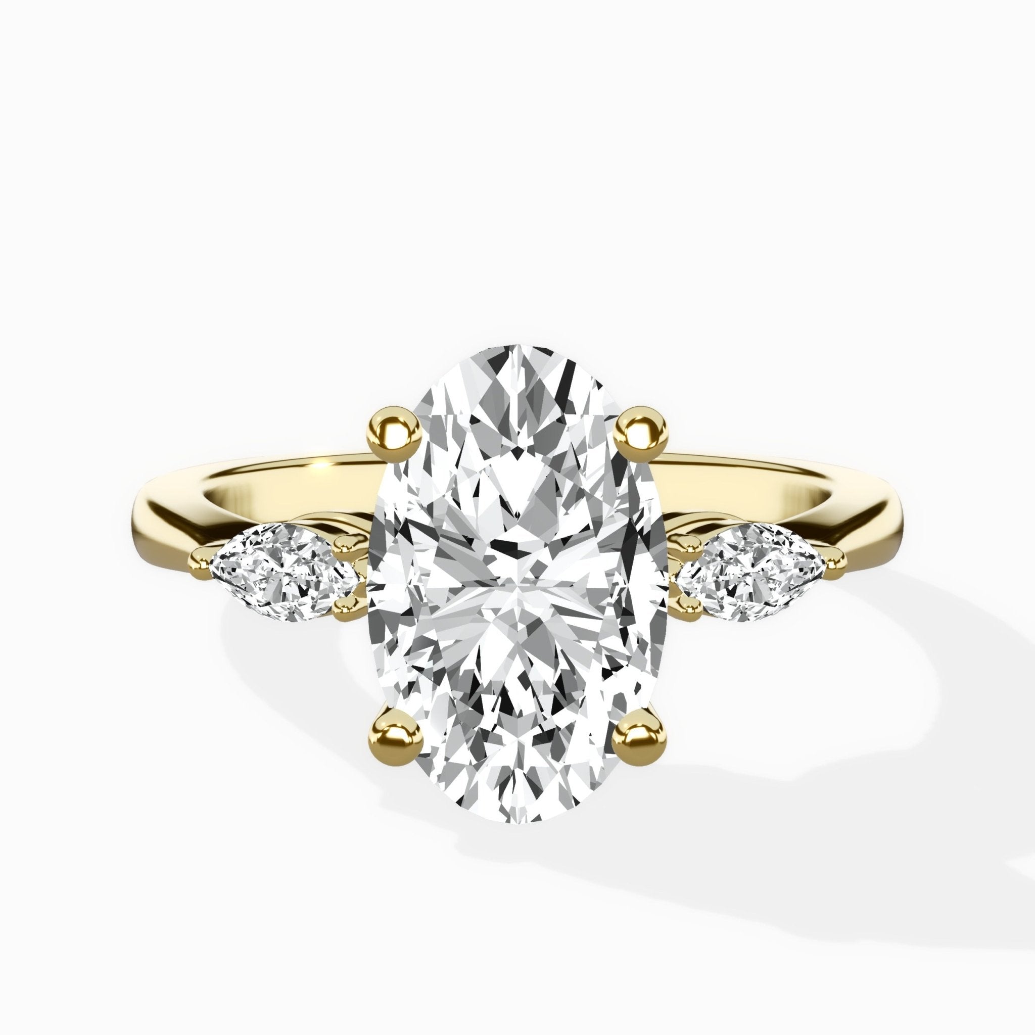 Three Stone Tapered Accent Ring Engagement Ring - The Better Diamonds