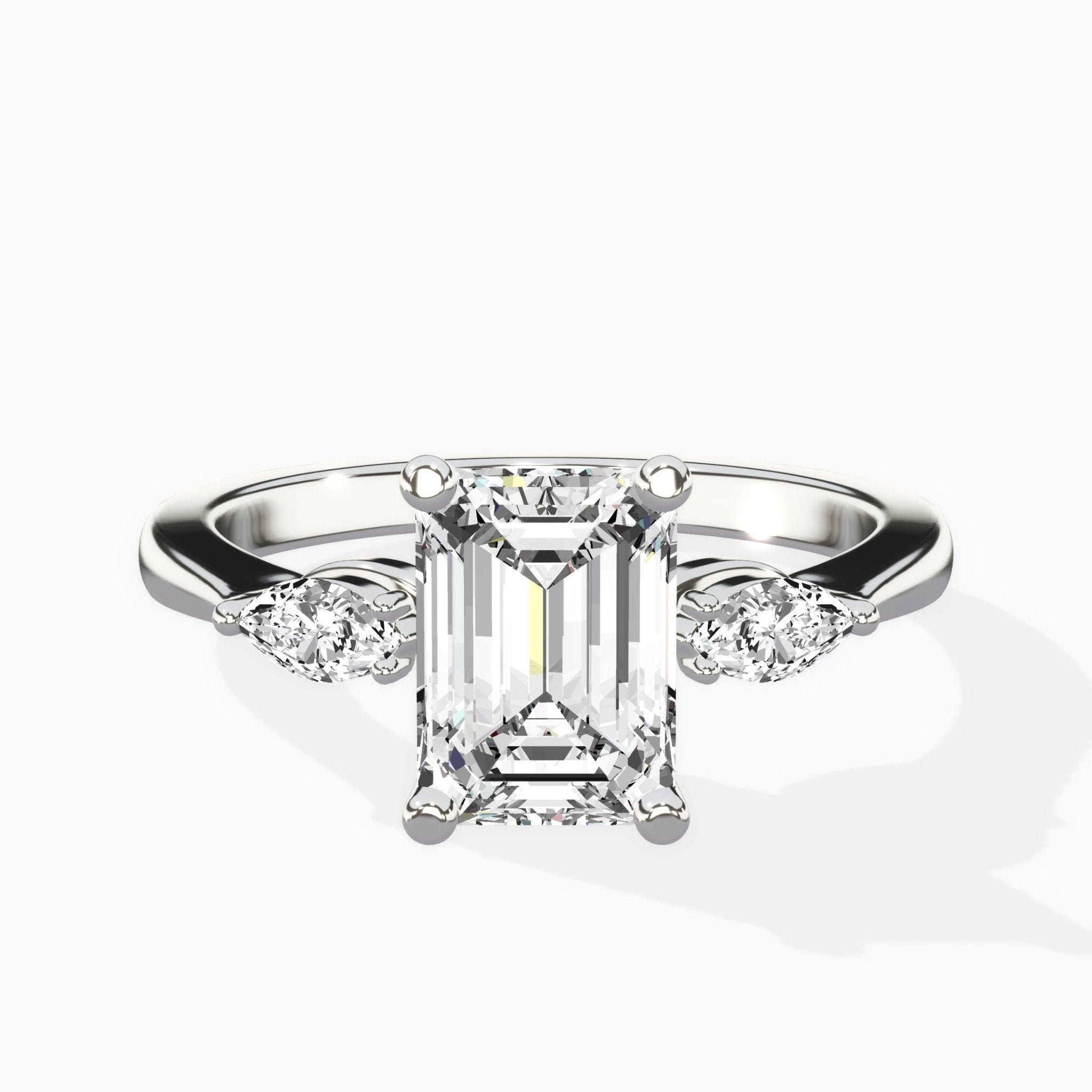Three Stone Tapered Accent Ring Engagement Ring - The Better Diamonds