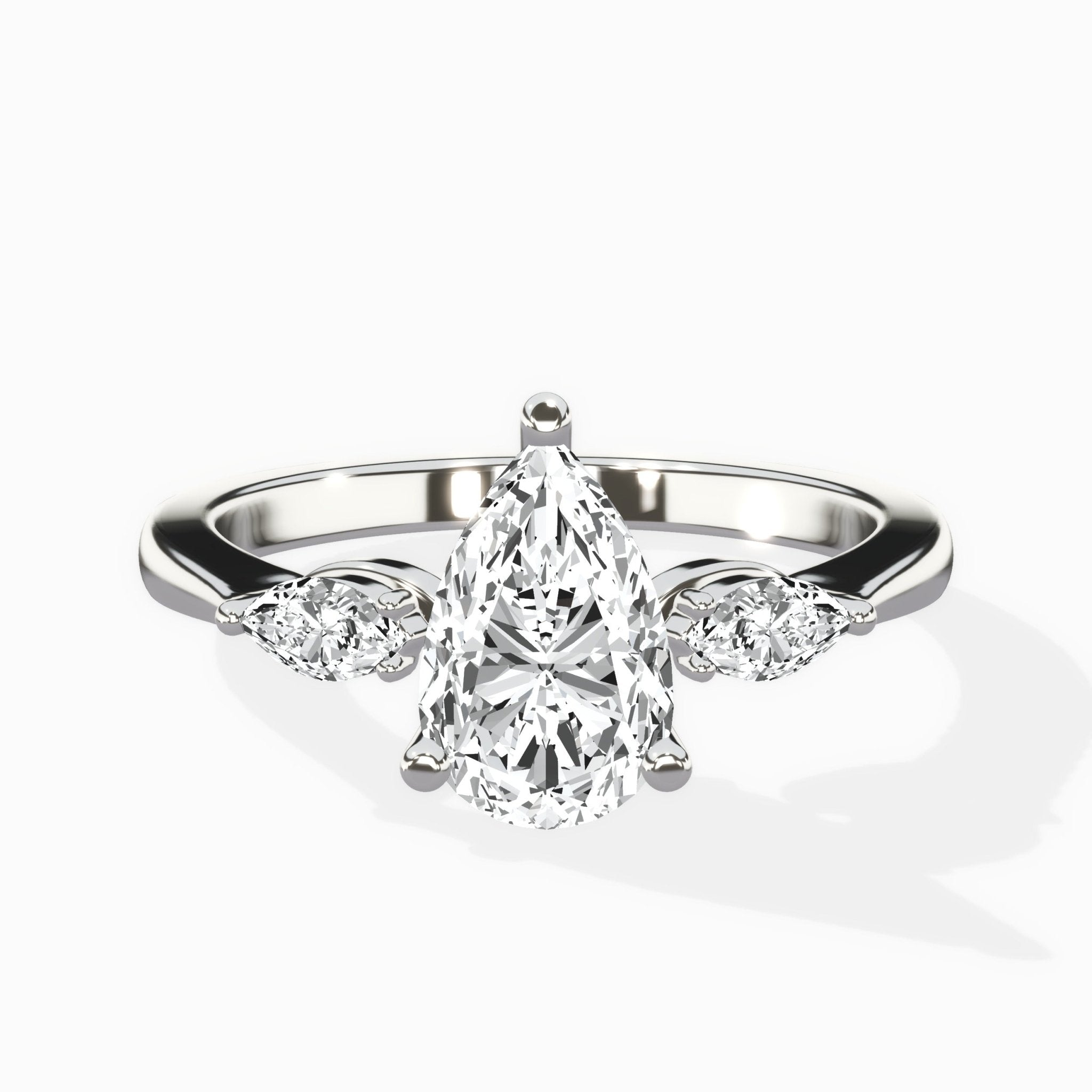 Three Stone Tapered Accent Ring Engagement Ring - The Better Diamonds
