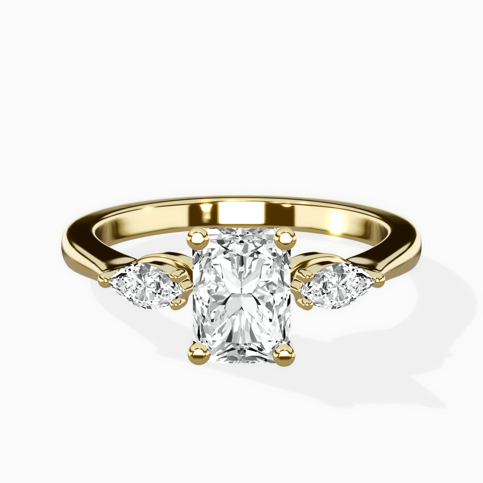 Three Stone Tapered Accent Ring Engagement Ring - The Better Diamonds
