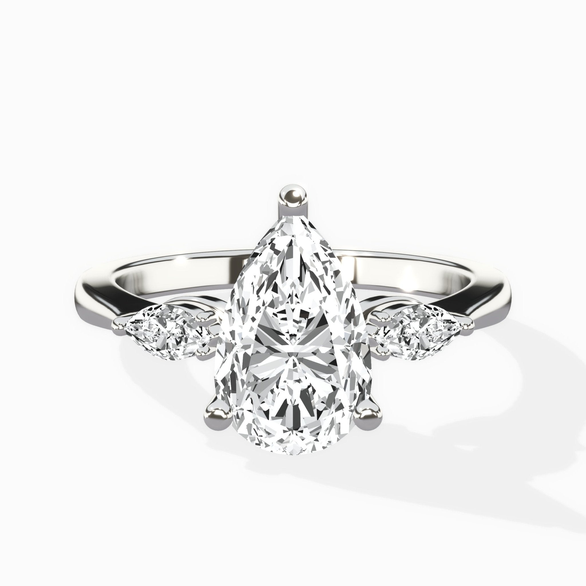 Three Stone Tapered Accent Ring Engagement Ring - The Better Diamonds