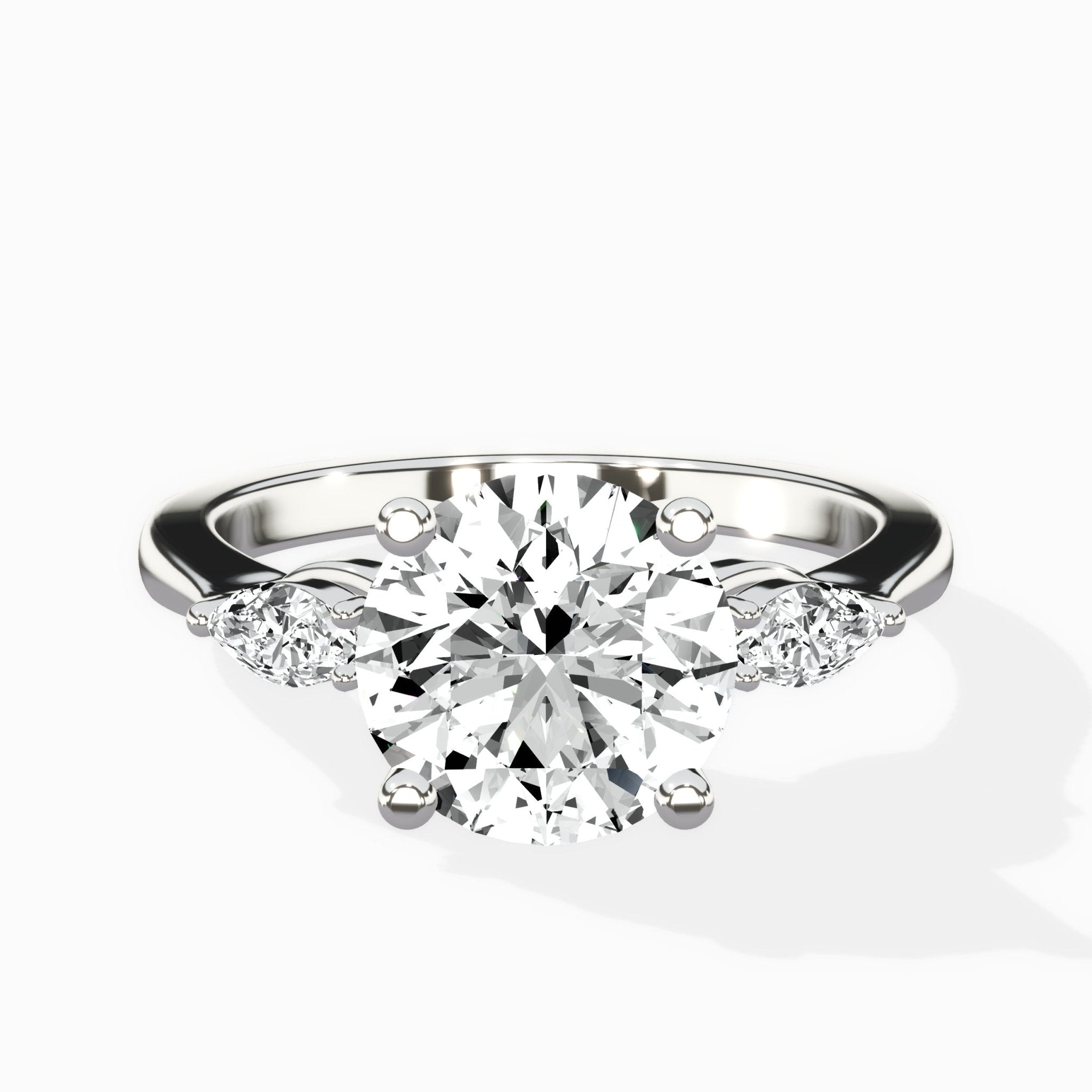 Three Stone Tapered Accent Ring Engagement Ring - The Better Diamonds