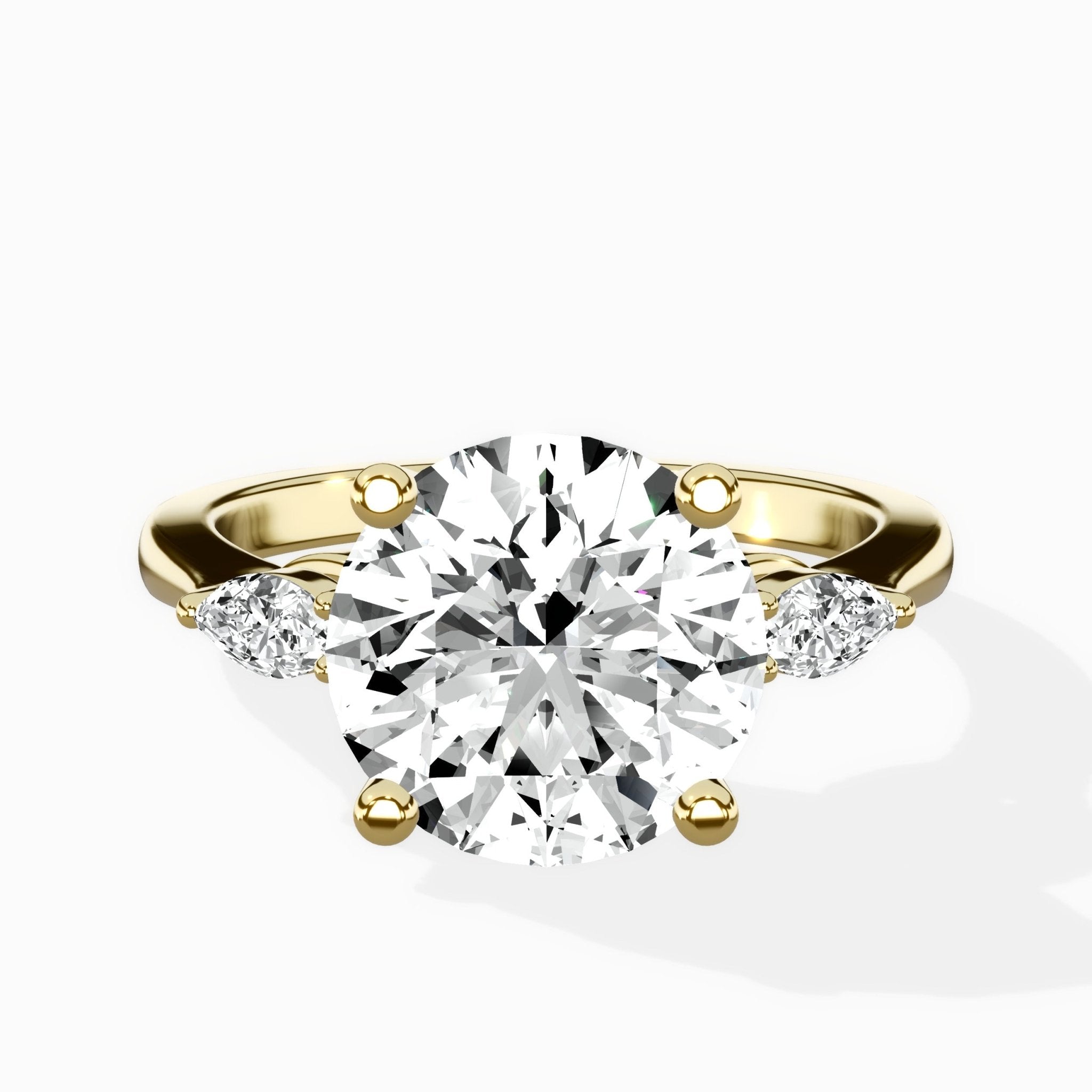 Three Stone Tapered Accent Ring Engagement Ring - The Better Diamonds