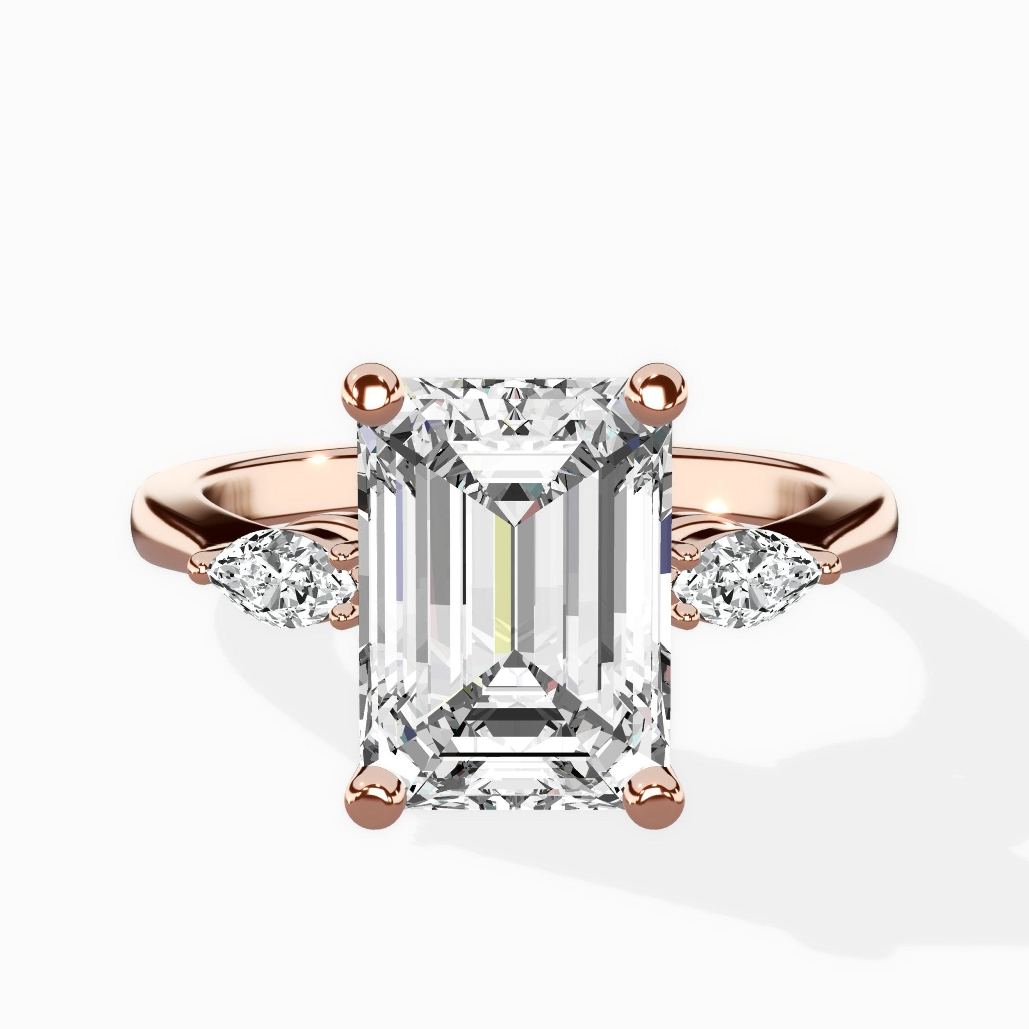 Three Stone Tapered Accent Ring Engagement Ring - The Better Diamonds