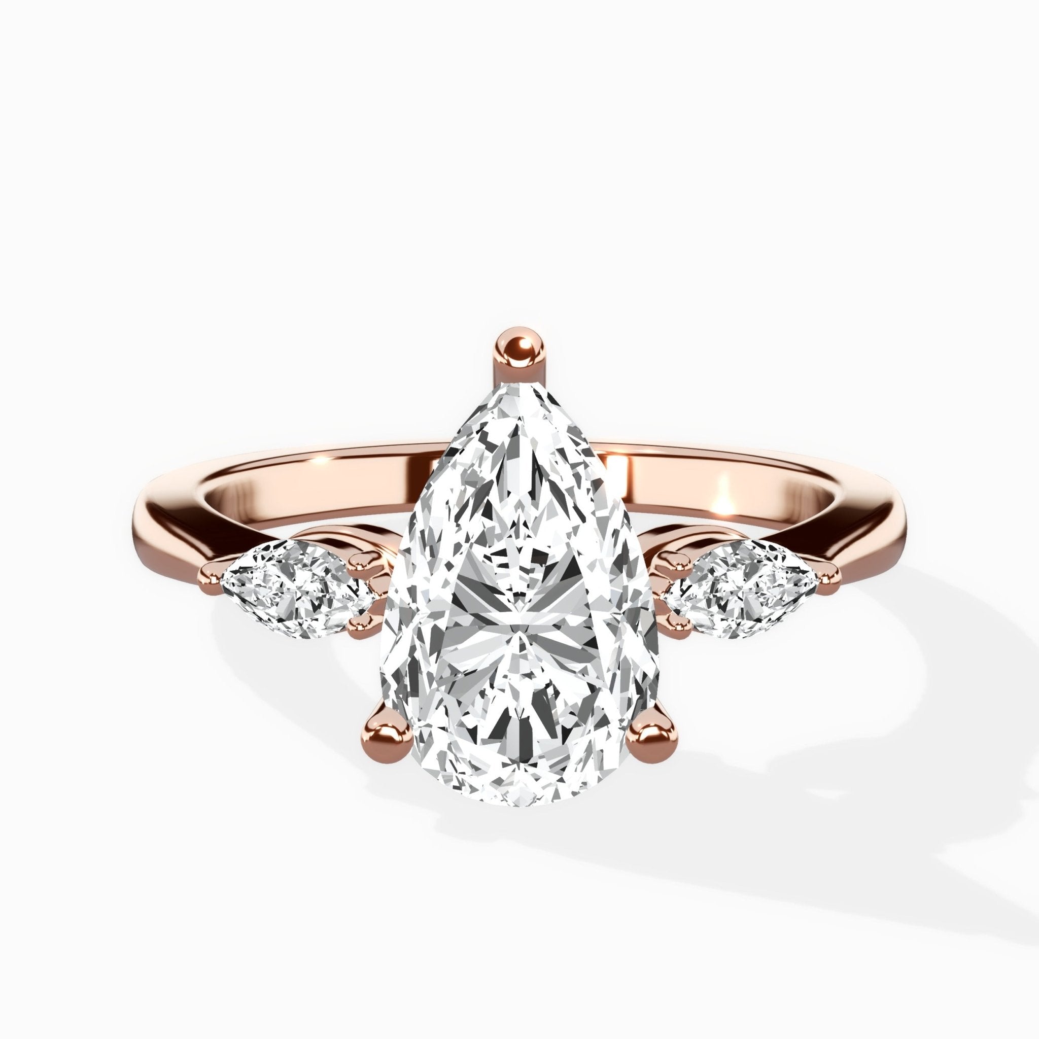 Three Stone Tapered Accent Ring Engagement Ring - The Better Diamonds