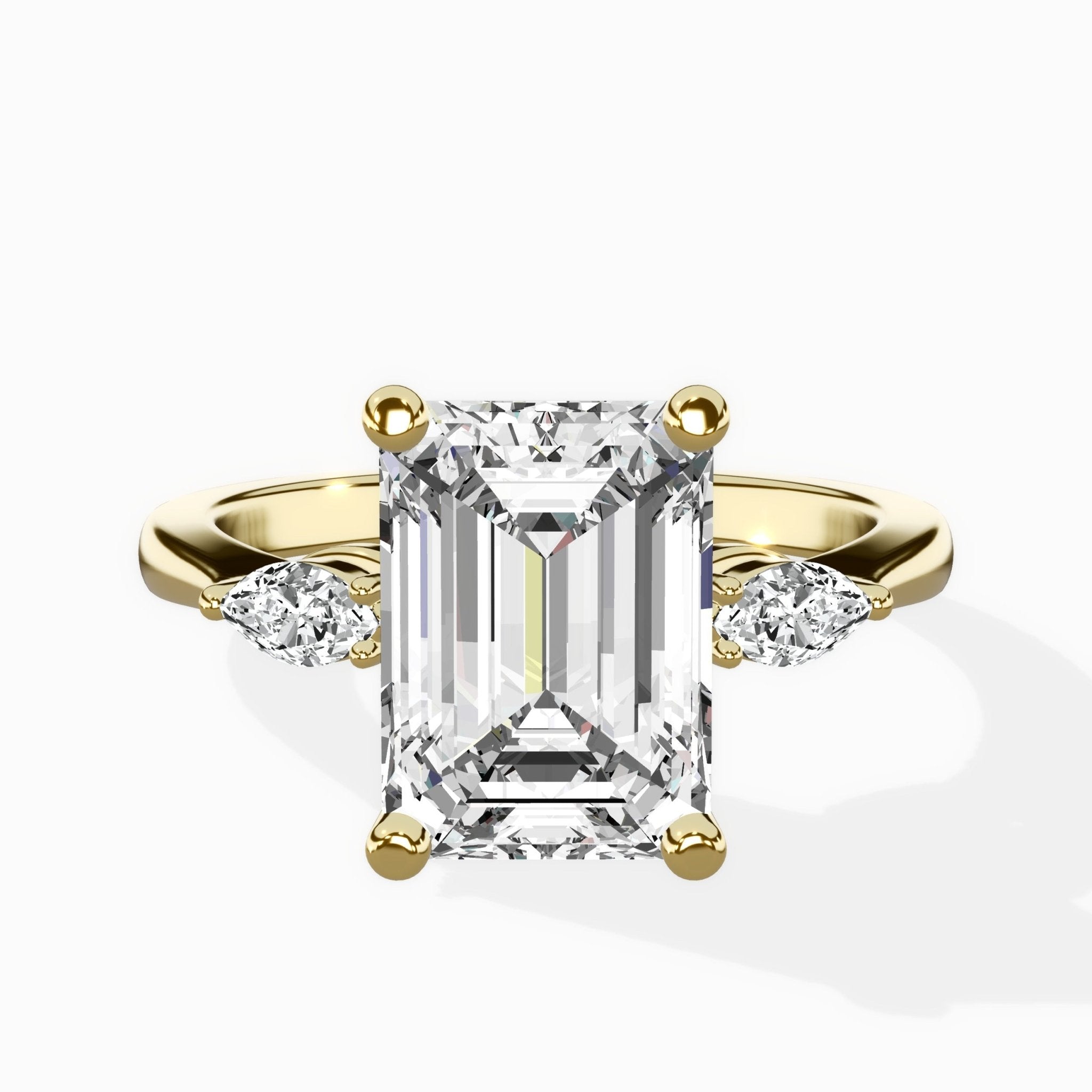 Three Stone Tapered Accent Ring Engagement Ring - The Better Diamonds